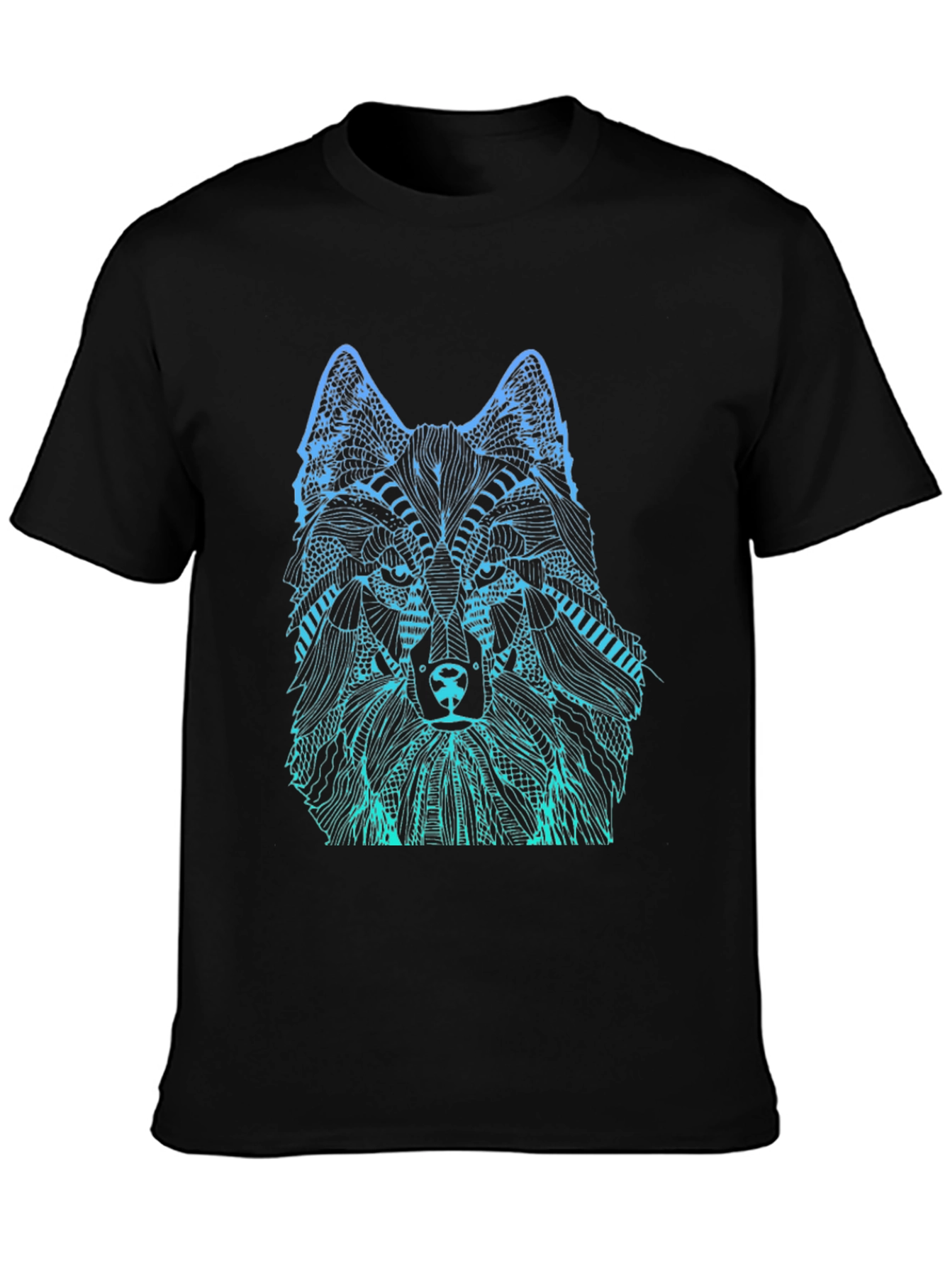 Wolf Graphic Print Mens Black T-Shirt