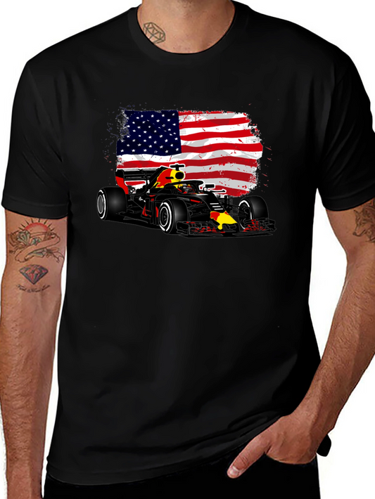 American Flag F1 Race Car Graphic Tee
