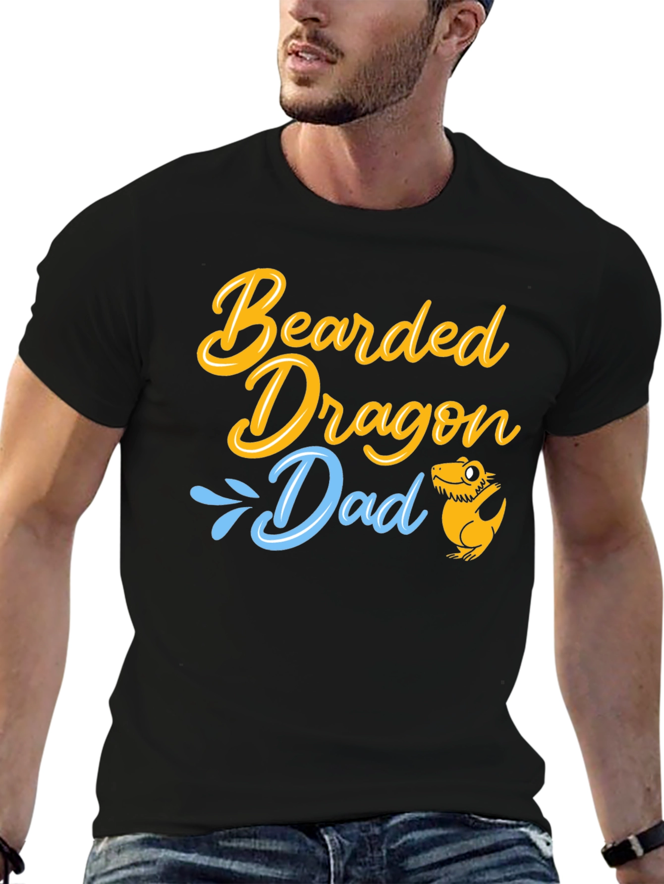 Bearded Dragon Dad Graphic T-Shirt - Black