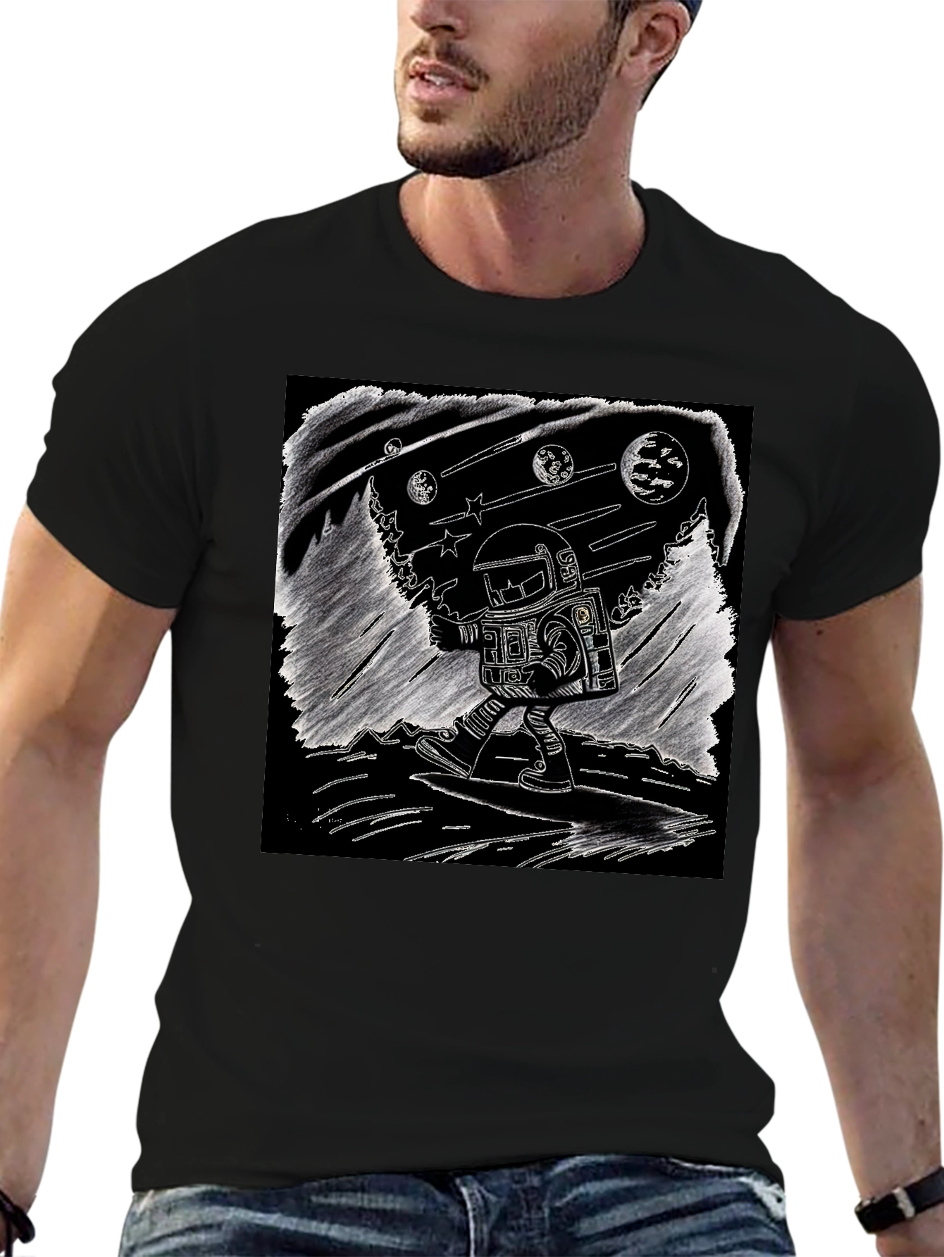 Astronaut Graphic Tee - Space Art T-Shirt