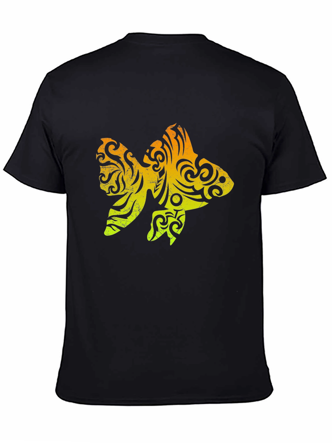 Tribal Goldfish Graphic Tee - Stylish Mens Black T-Shirt