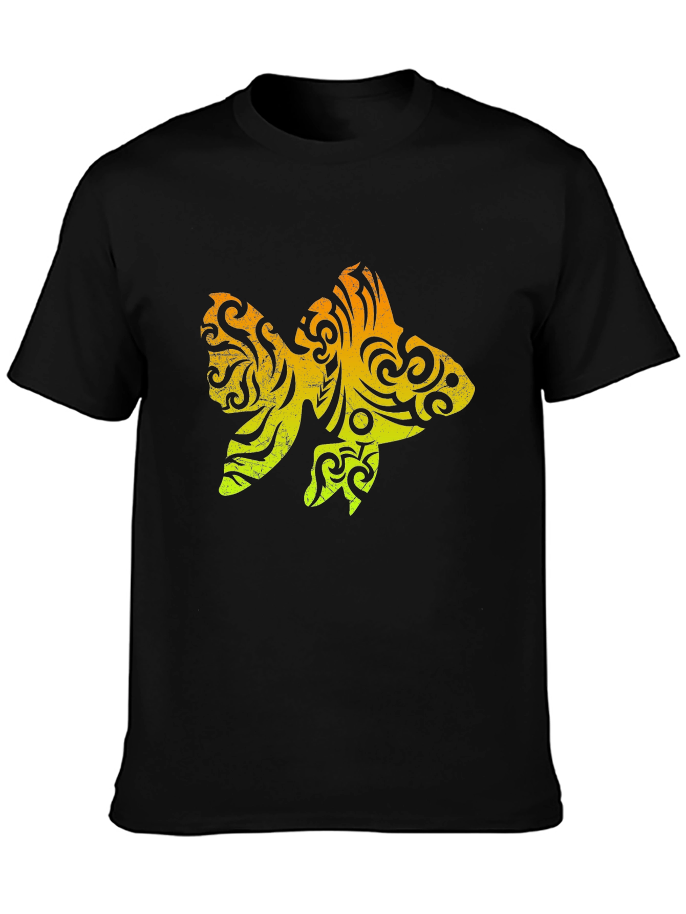 Tribal Goldfish Graphic Tee - Stylish Mens Black T-Shirt