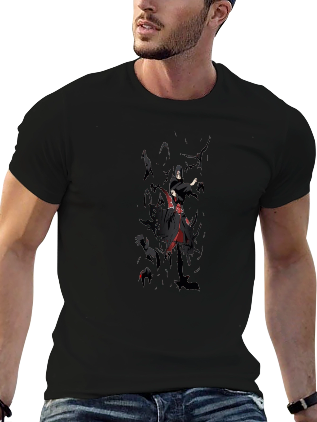 Anime Itachi Crow T-Shirt - Black Graphic Tee