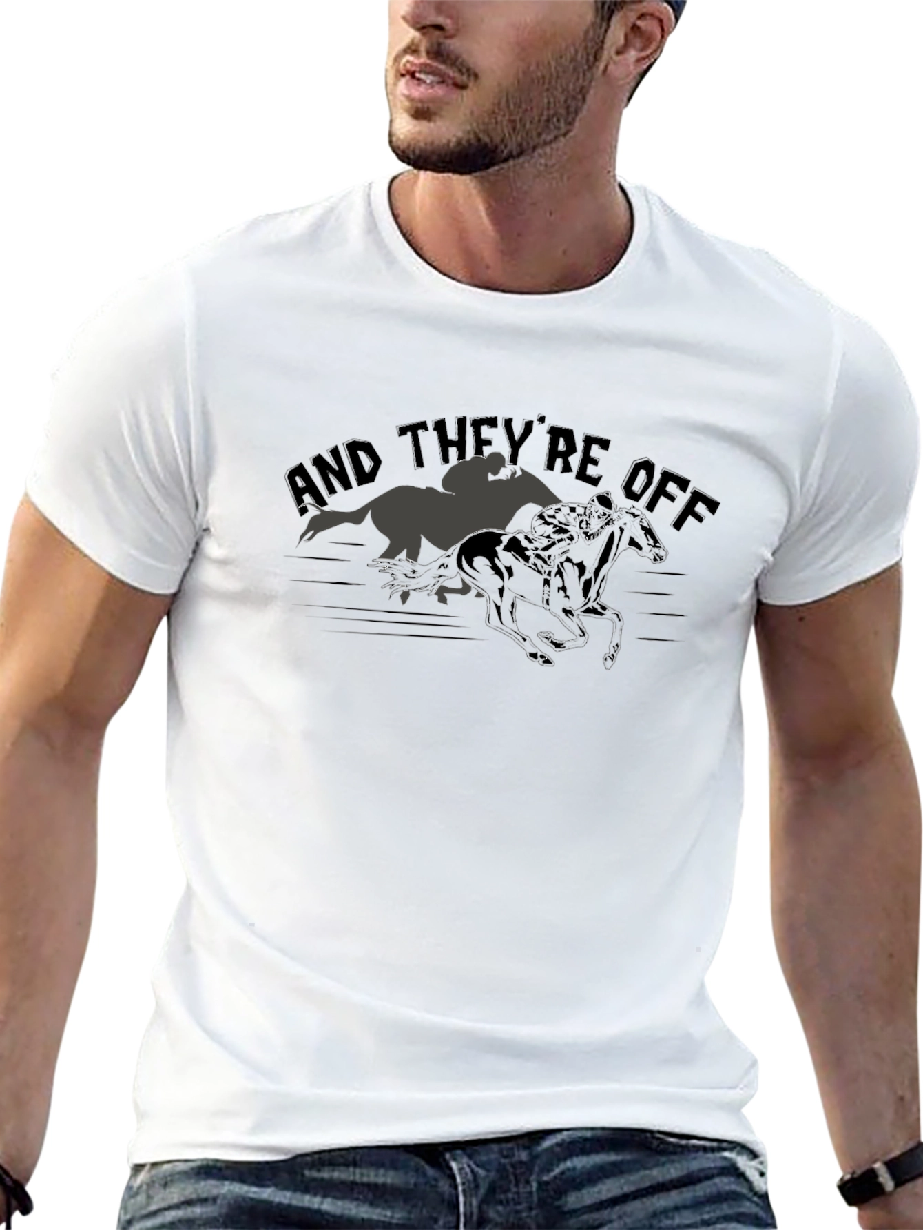 And Theyre Off Horse Racing Graphic Tee