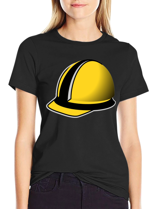 Yellow Hard Hat Graphic Tee - Black Cotton Comfort