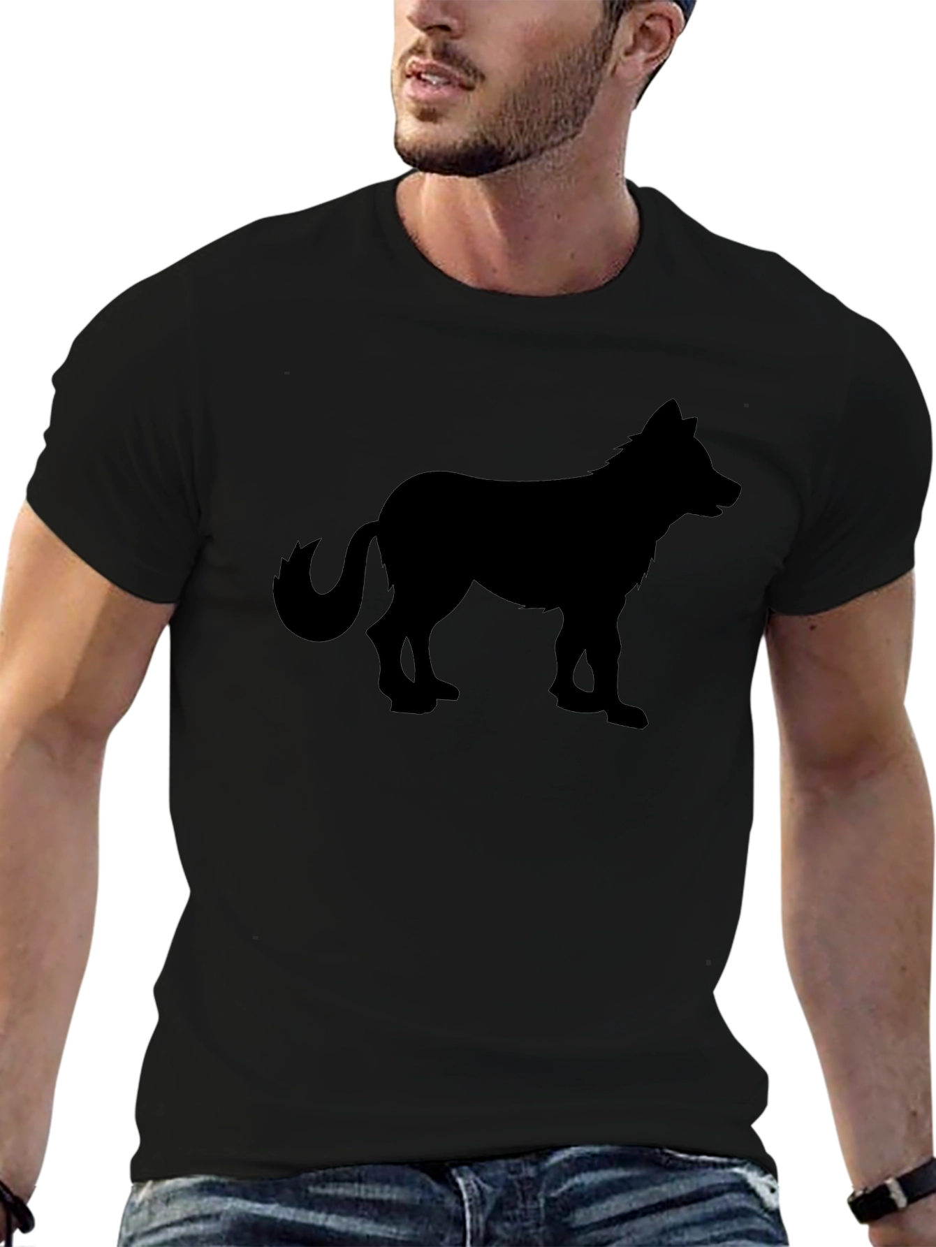 Black Wolf Silhouette Graphic T-Shirt
