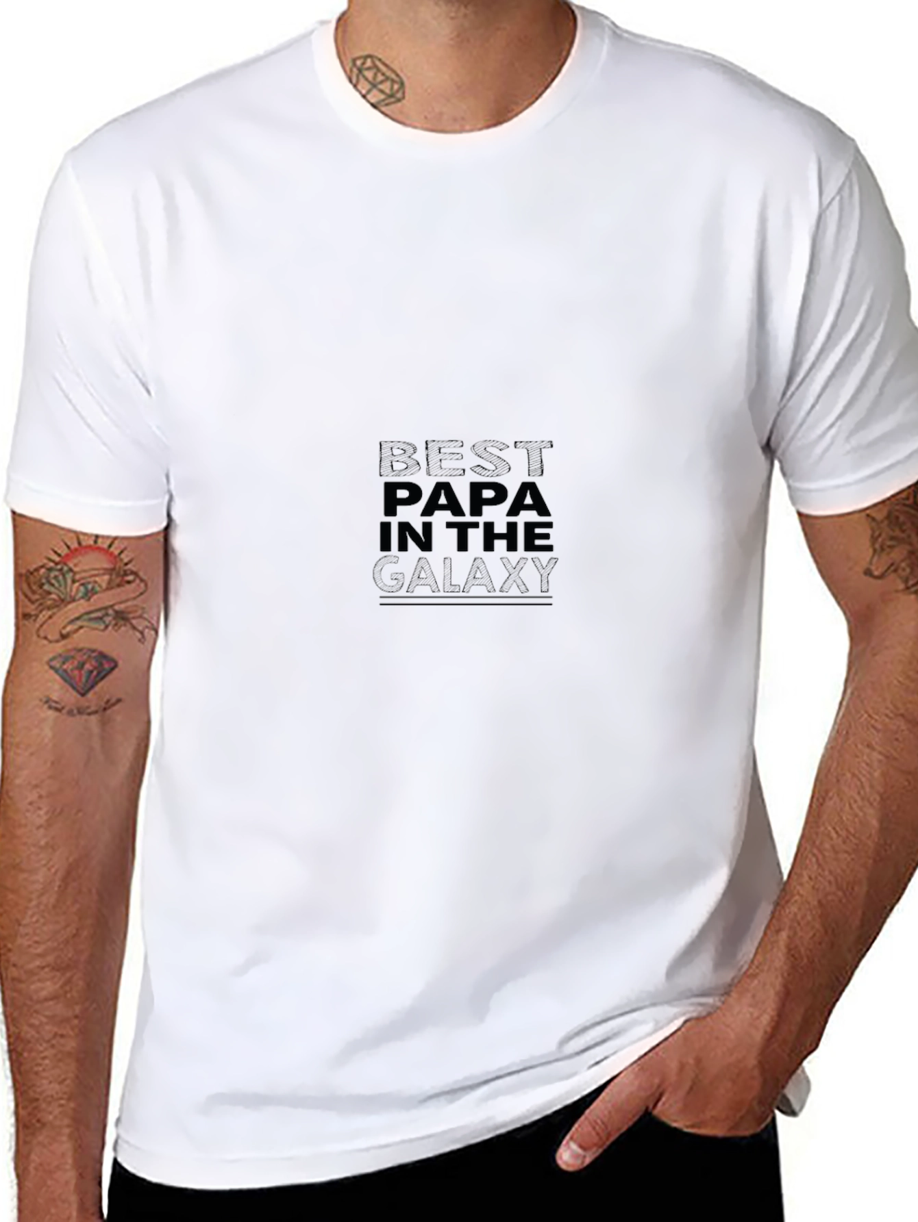 Best Papa in the Galaxy Black Tee