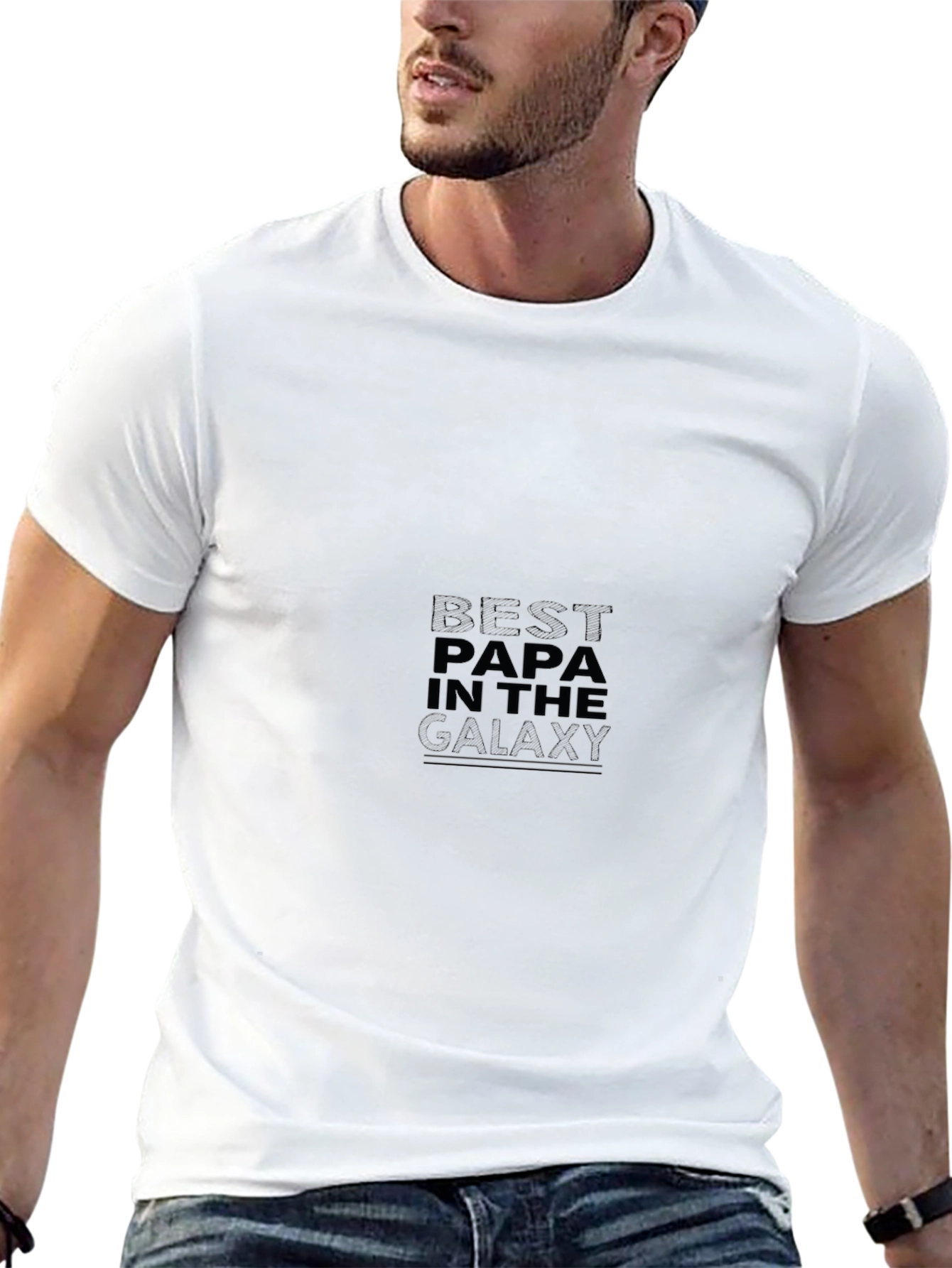 Best Papa in the Galaxy Black Tee