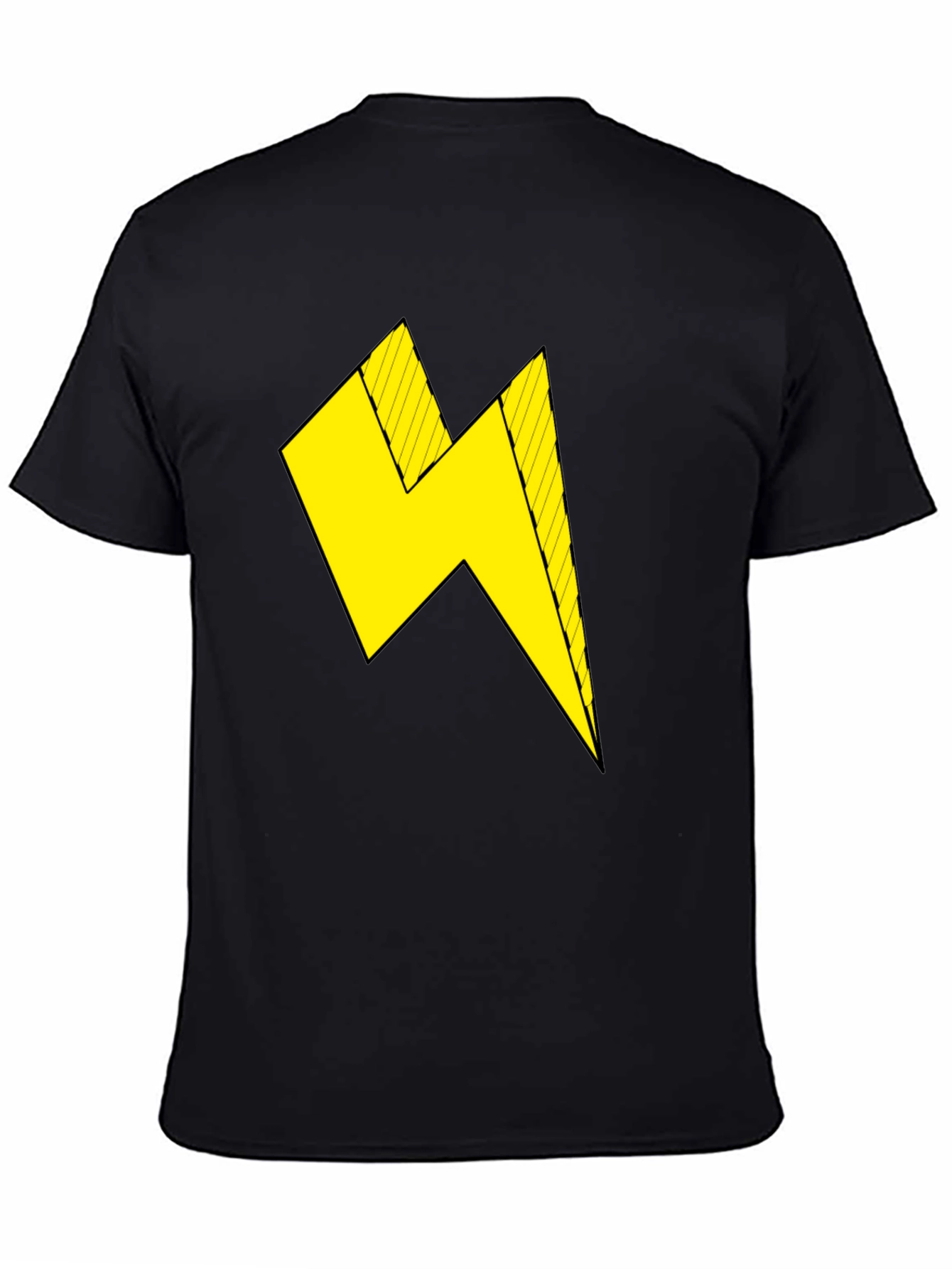 Black T-Shirt with Yellow Lightning Bolt