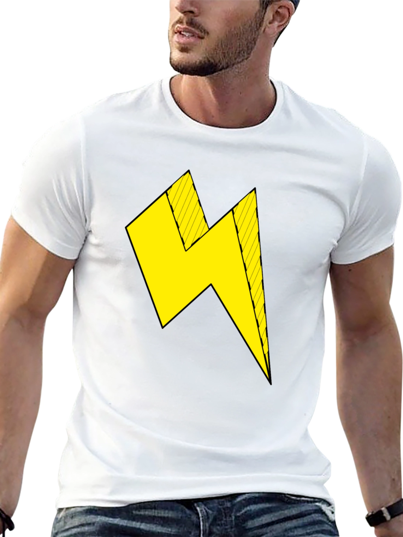 Black T-Shirt with Yellow Lightning Bolt