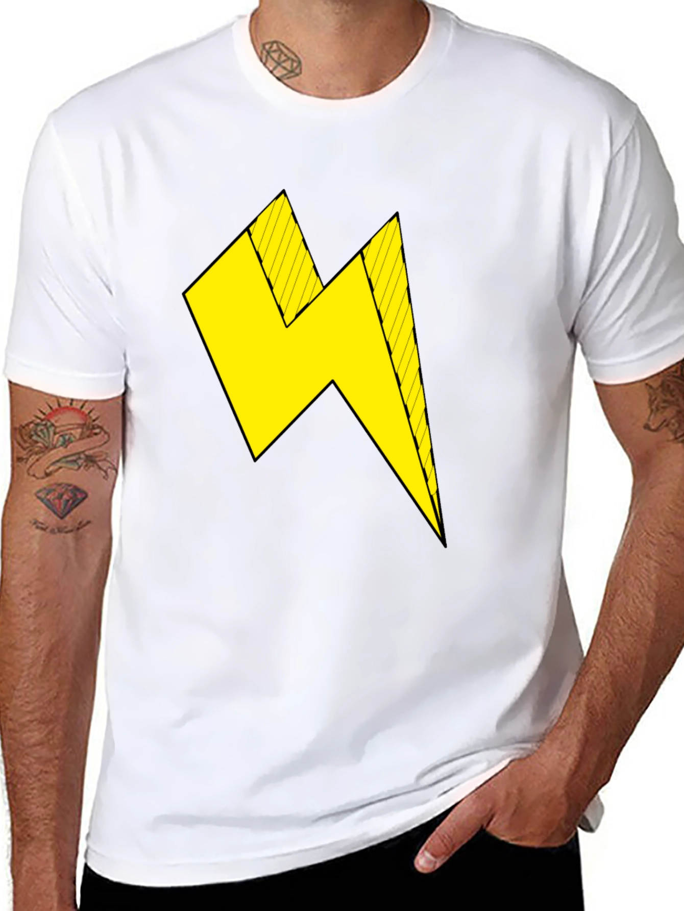 Black T-Shirt with Yellow Lightning Bolt