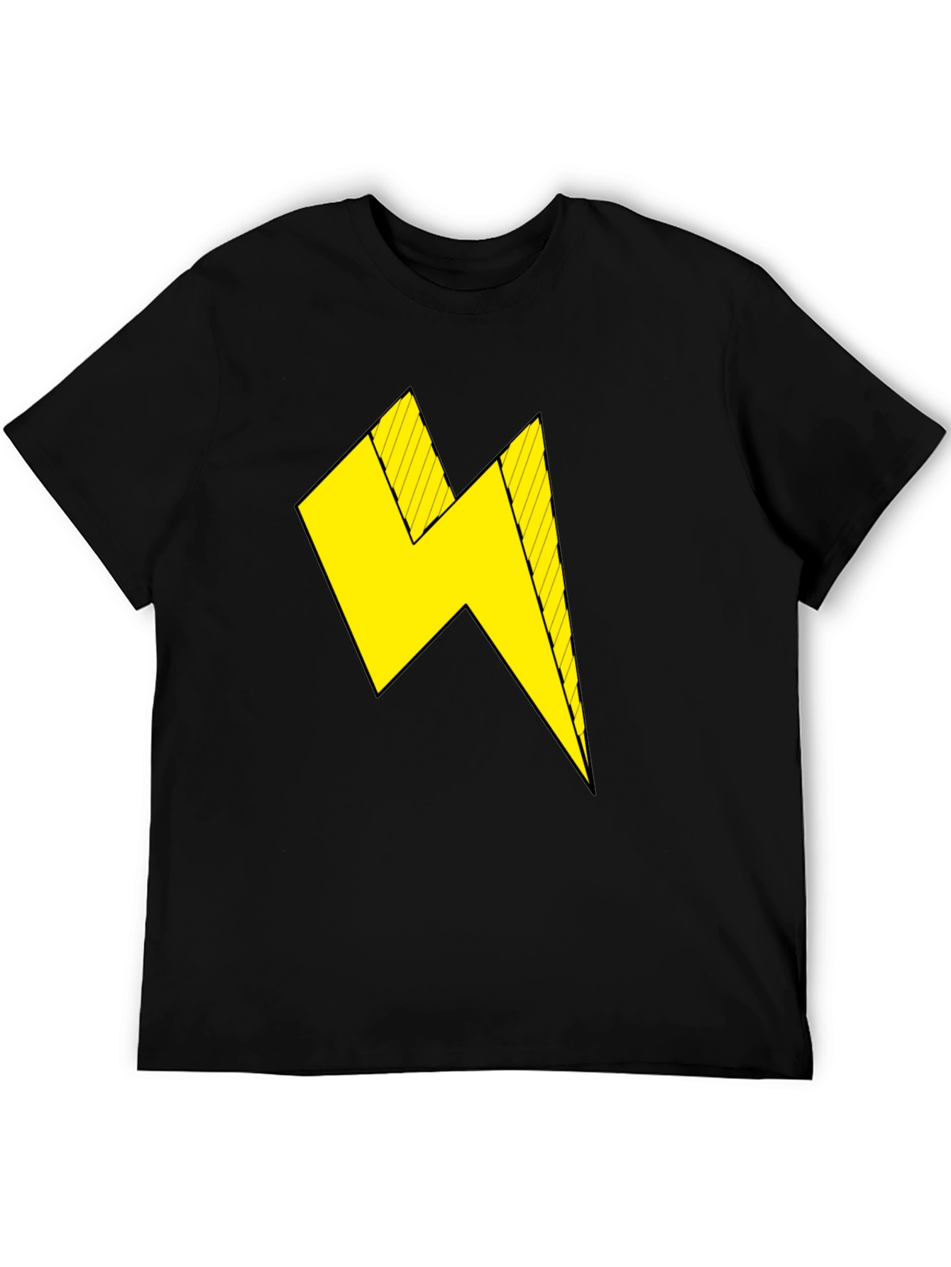 Black T-Shirt with Yellow Lightning Bolt