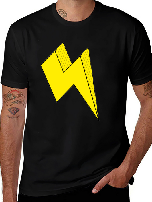 Black T-Shirt with Yellow Lightning Bolt