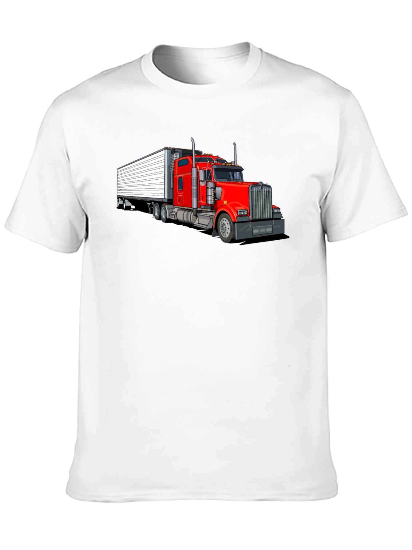 Trucker Tee: Red Semi-Truck Graphic T-Shirt
