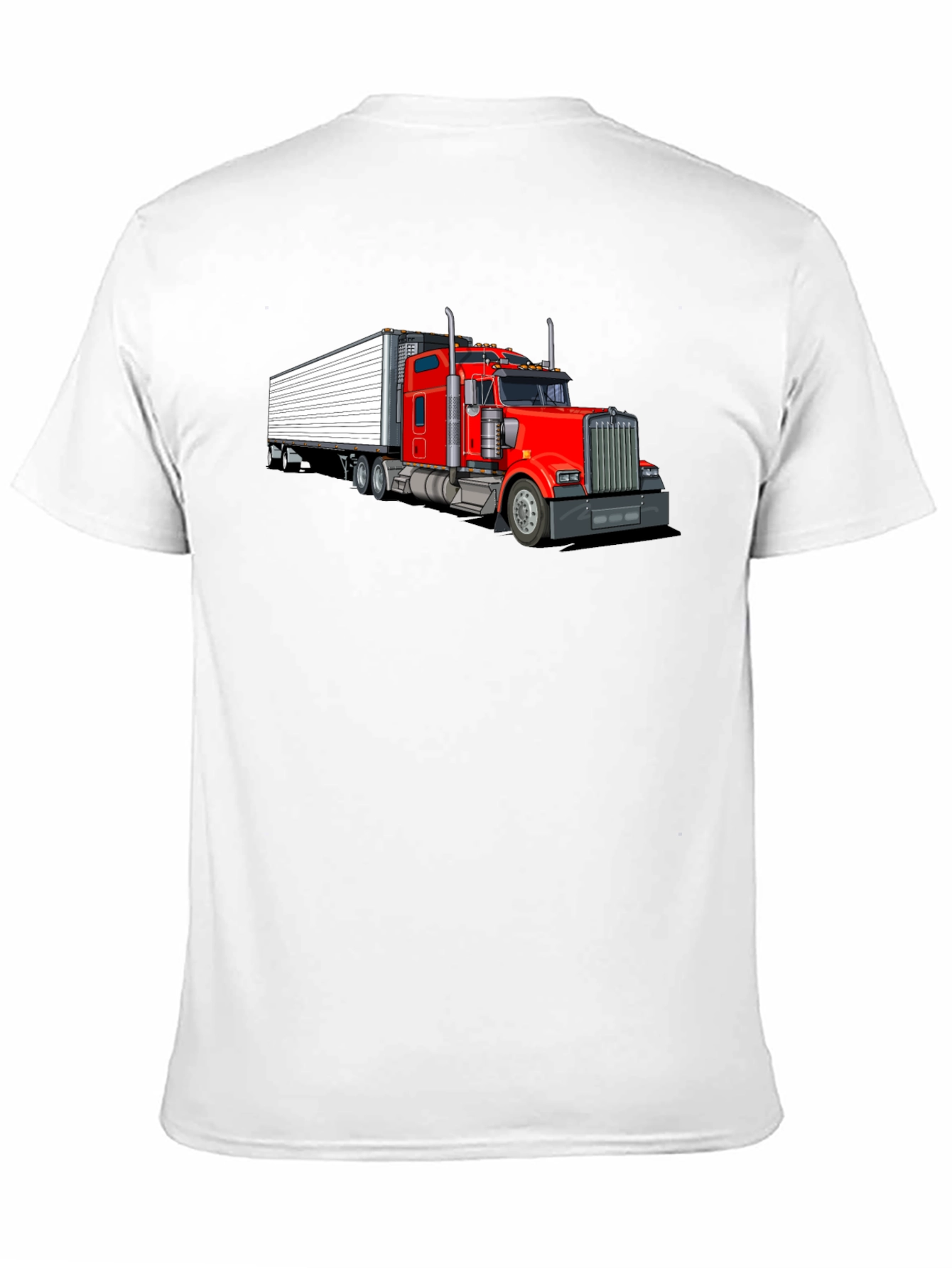 Trucker Tee: Red Semi-Truck Graphic T-Shirt