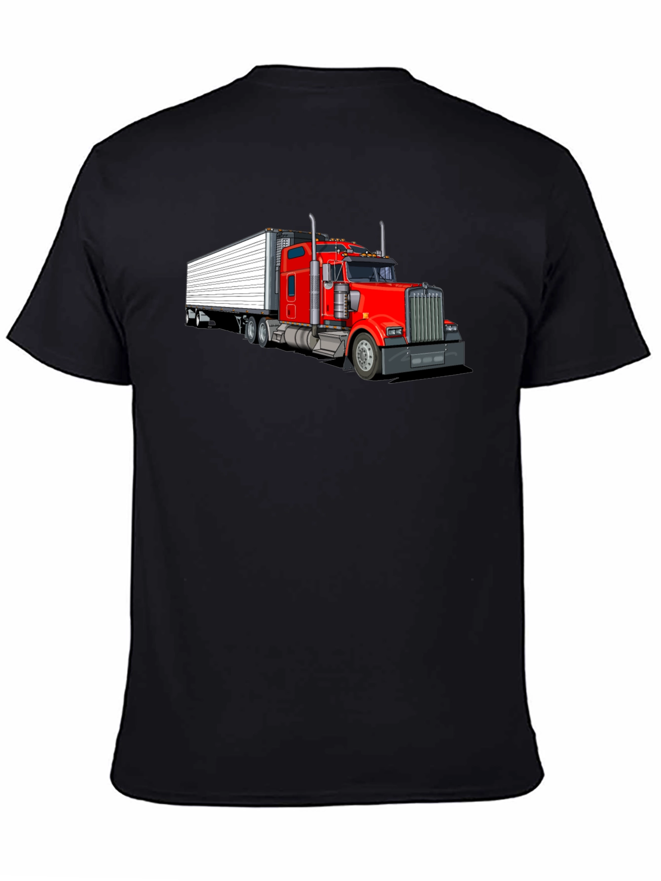 Trucker Tee: Red Semi-Truck Graphic T-Shirt
