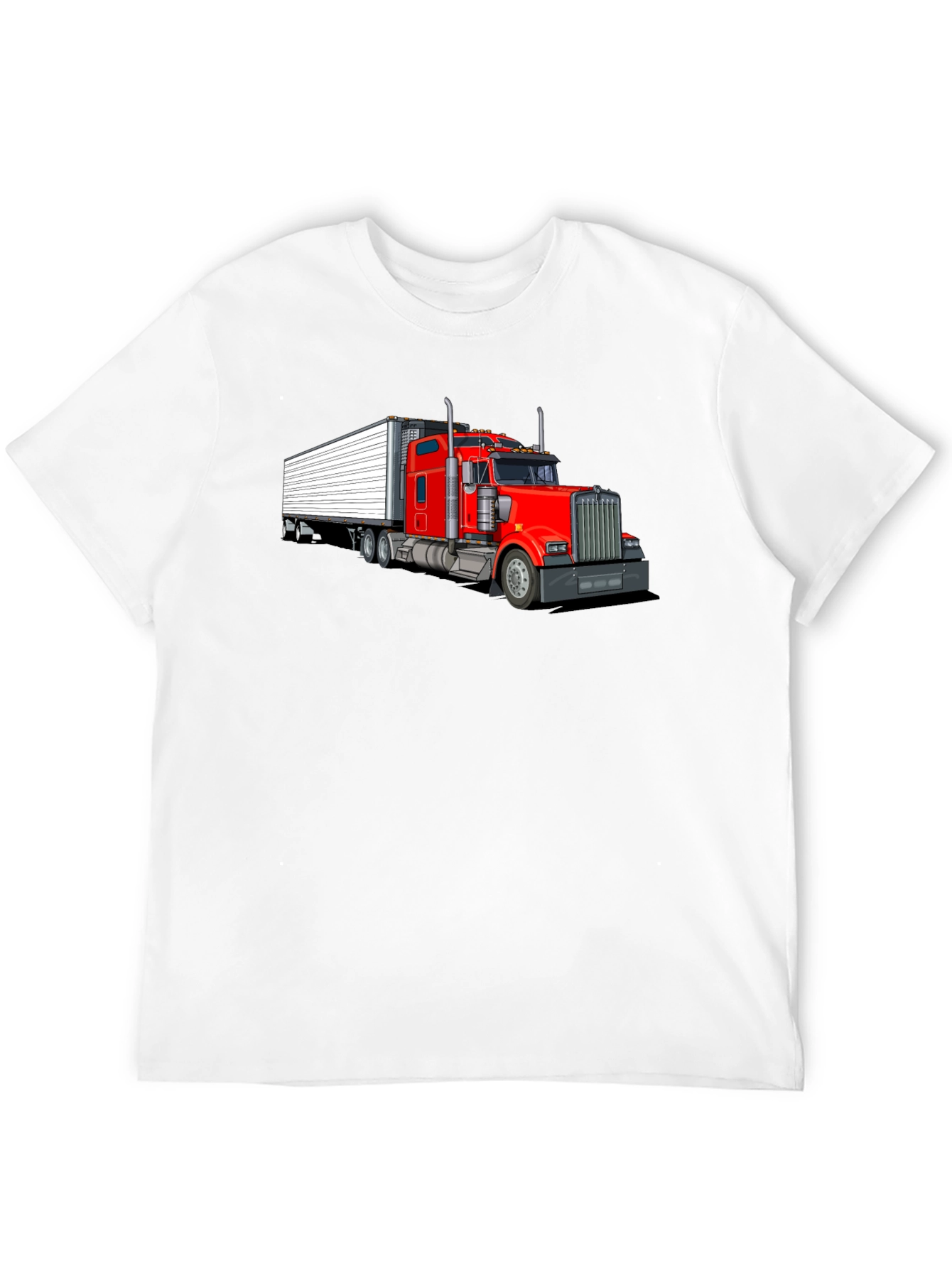 Trucker Tee: Red Semi-Truck Graphic T-Shirt