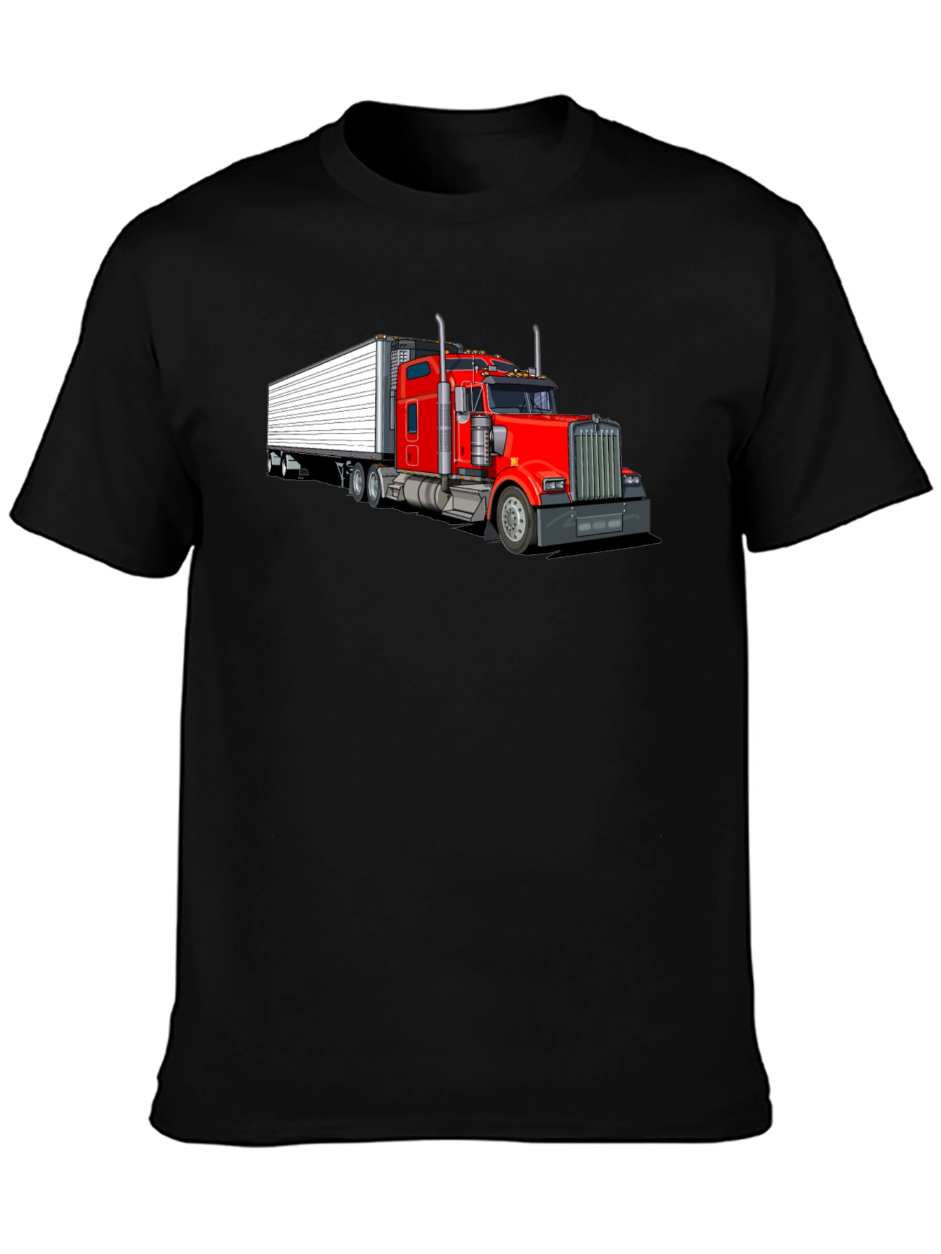 Trucker Tee: Red Semi-Truck Graphic T-Shirt