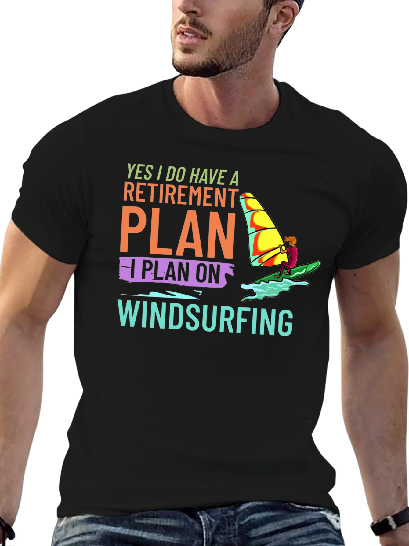 Windsurfing Retirement Plan Graphic T-Shirt