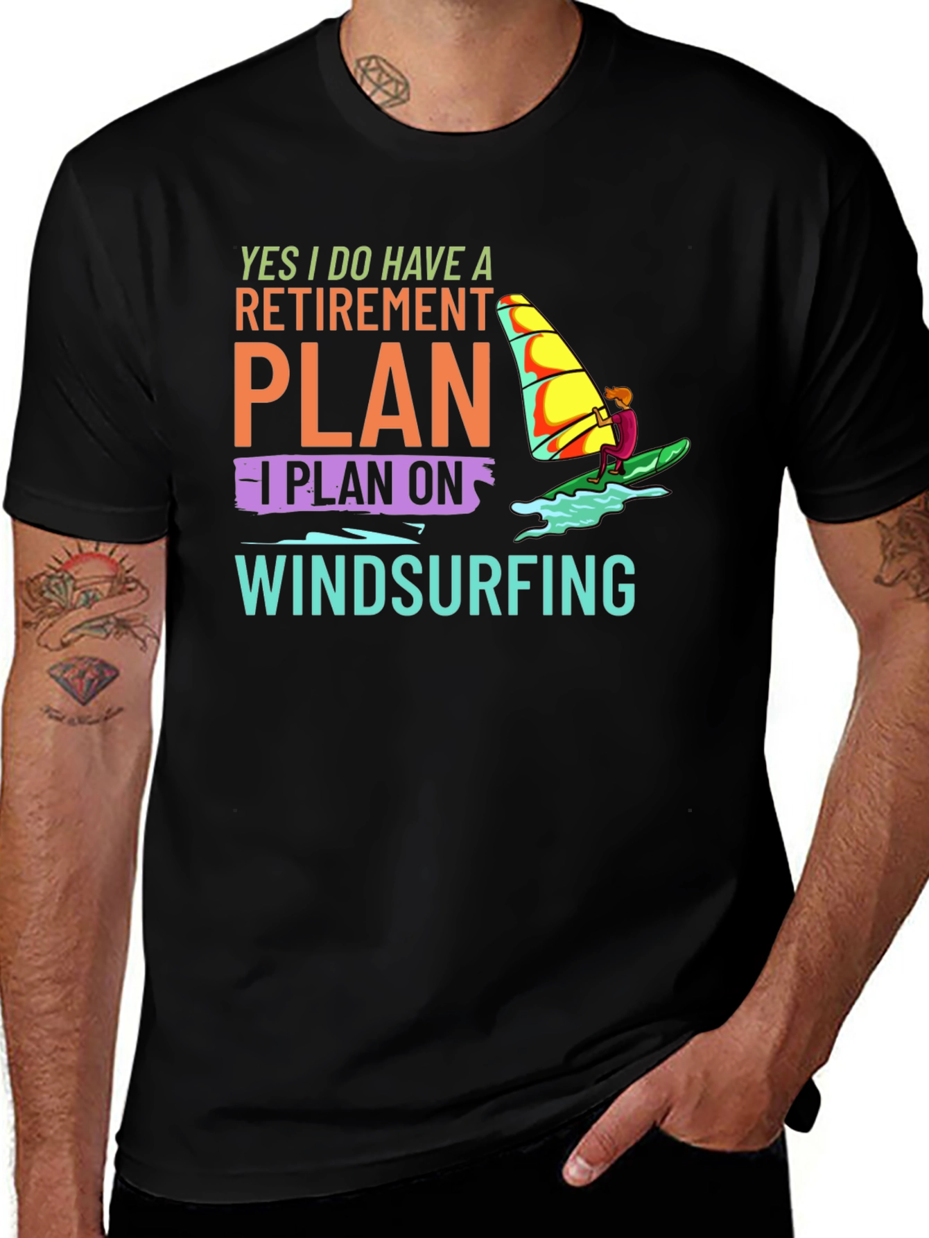 Windsurfing Retirement Plan Graphic T-Shirt