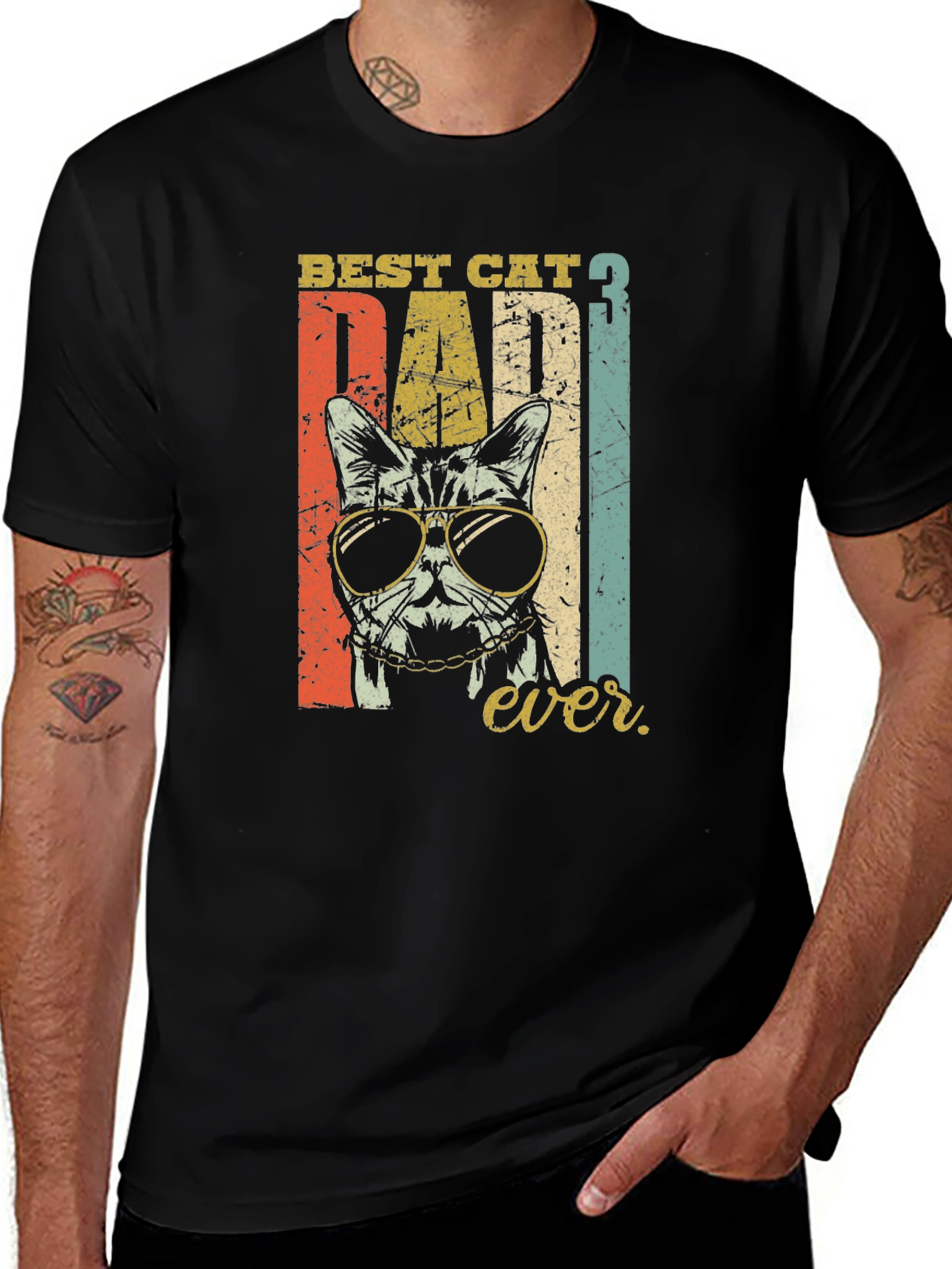 Best Cat Dad Ever Graphic T-Shirt