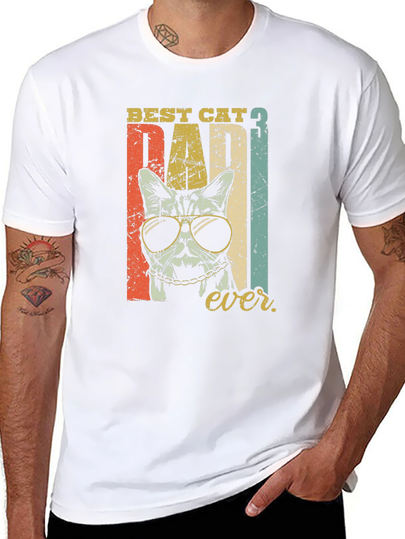 Best Cat Dad Ever Graphic T-Shirt