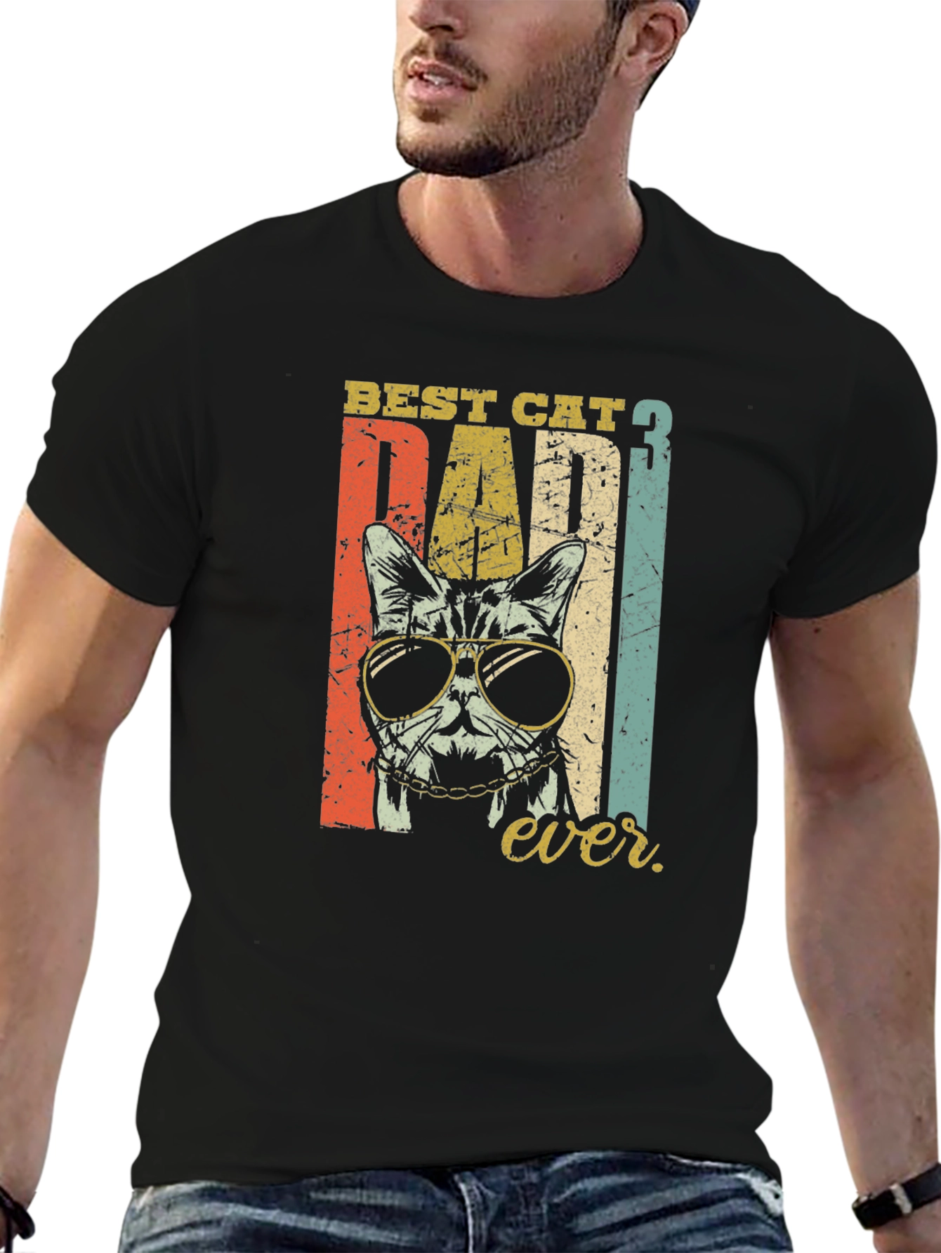 Best Cat Dad Ever Graphic T-Shirt