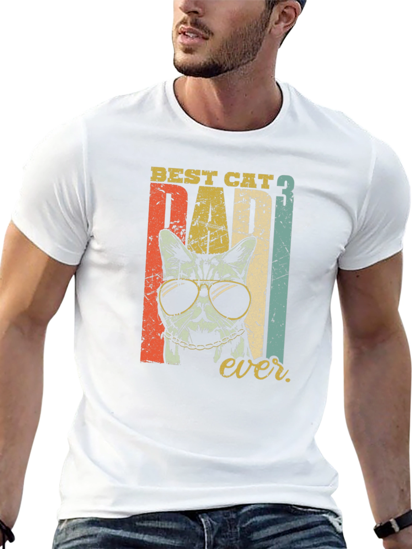 Best Cat Dad Ever Graphic T-Shirt