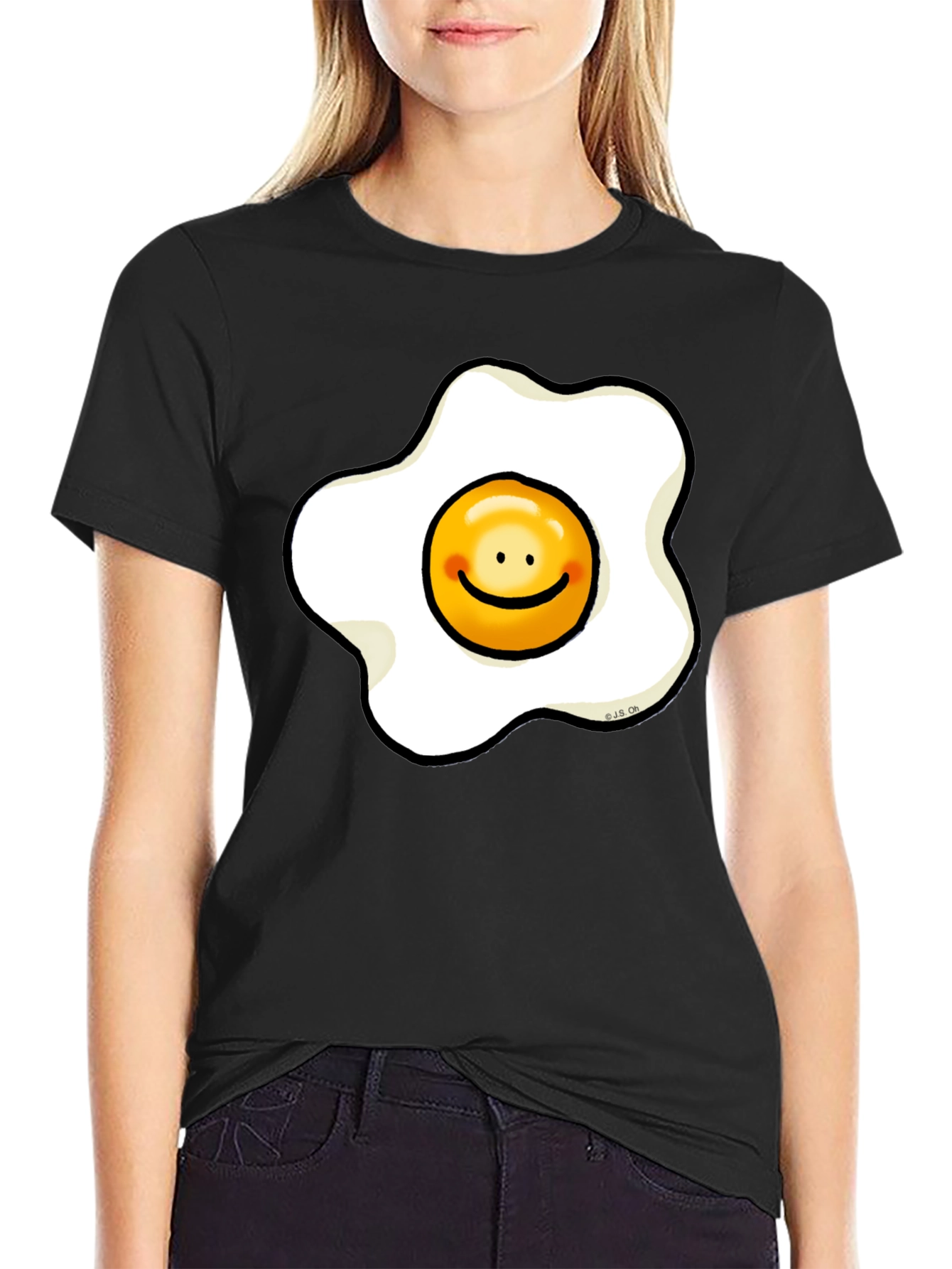 Sunny Side Up Egg Smiley Graphic T-Shirt