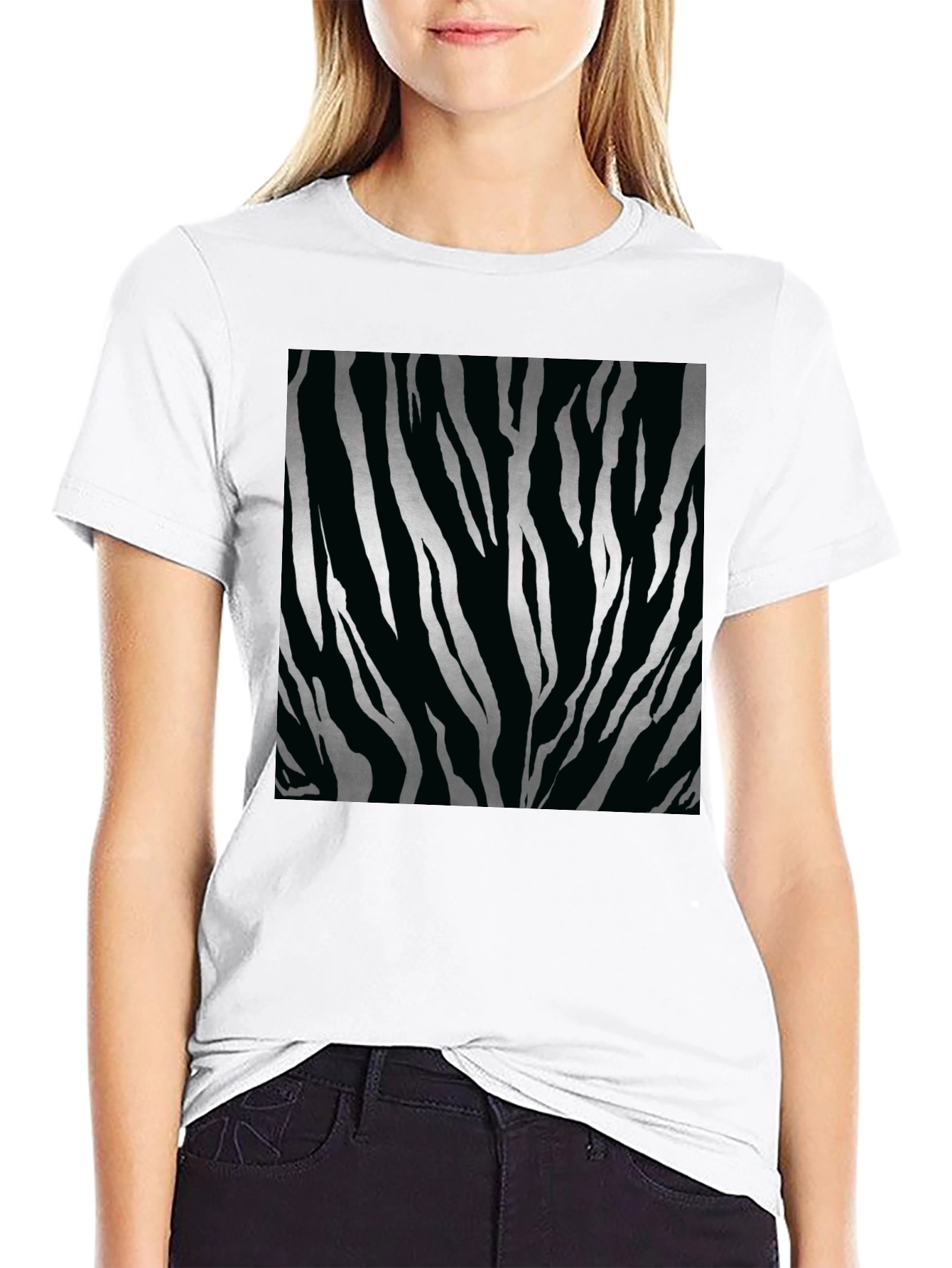 Zebra Stripe Tee - Black Fashion Top