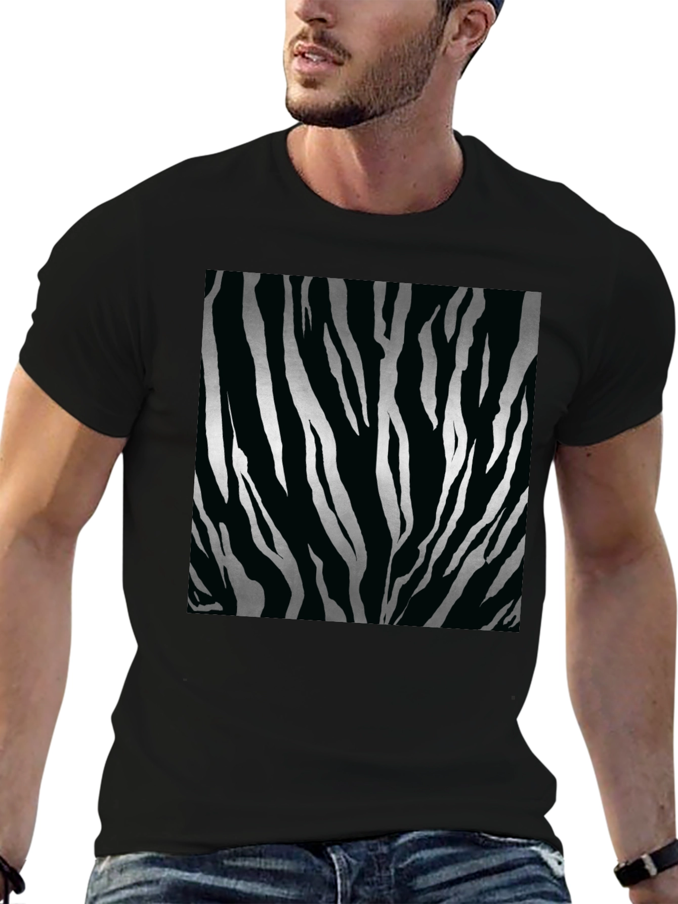 Zebra Stripe Tee - Black Fashion Top