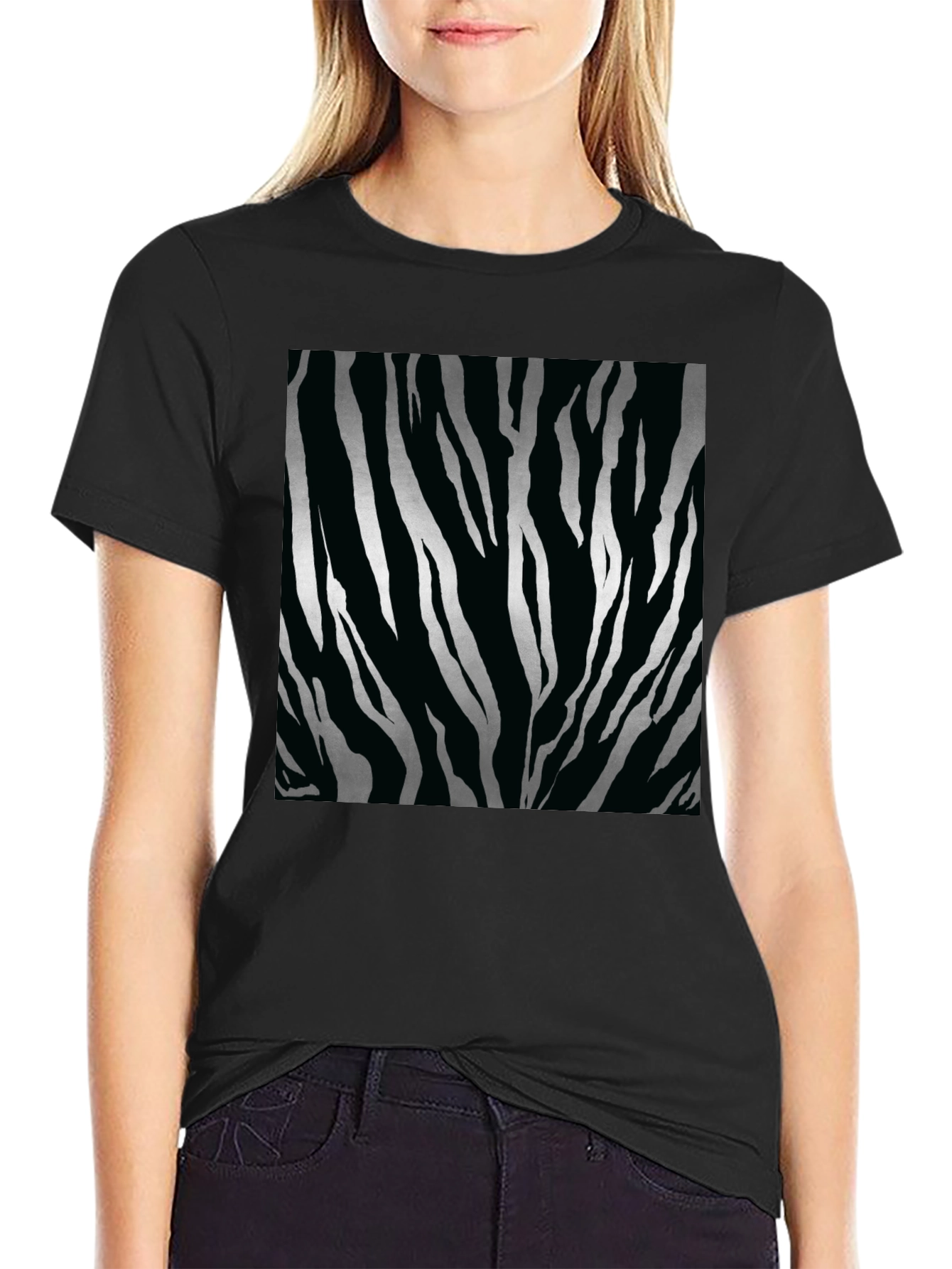 Zebra Stripe Tee - Black Fashion Top