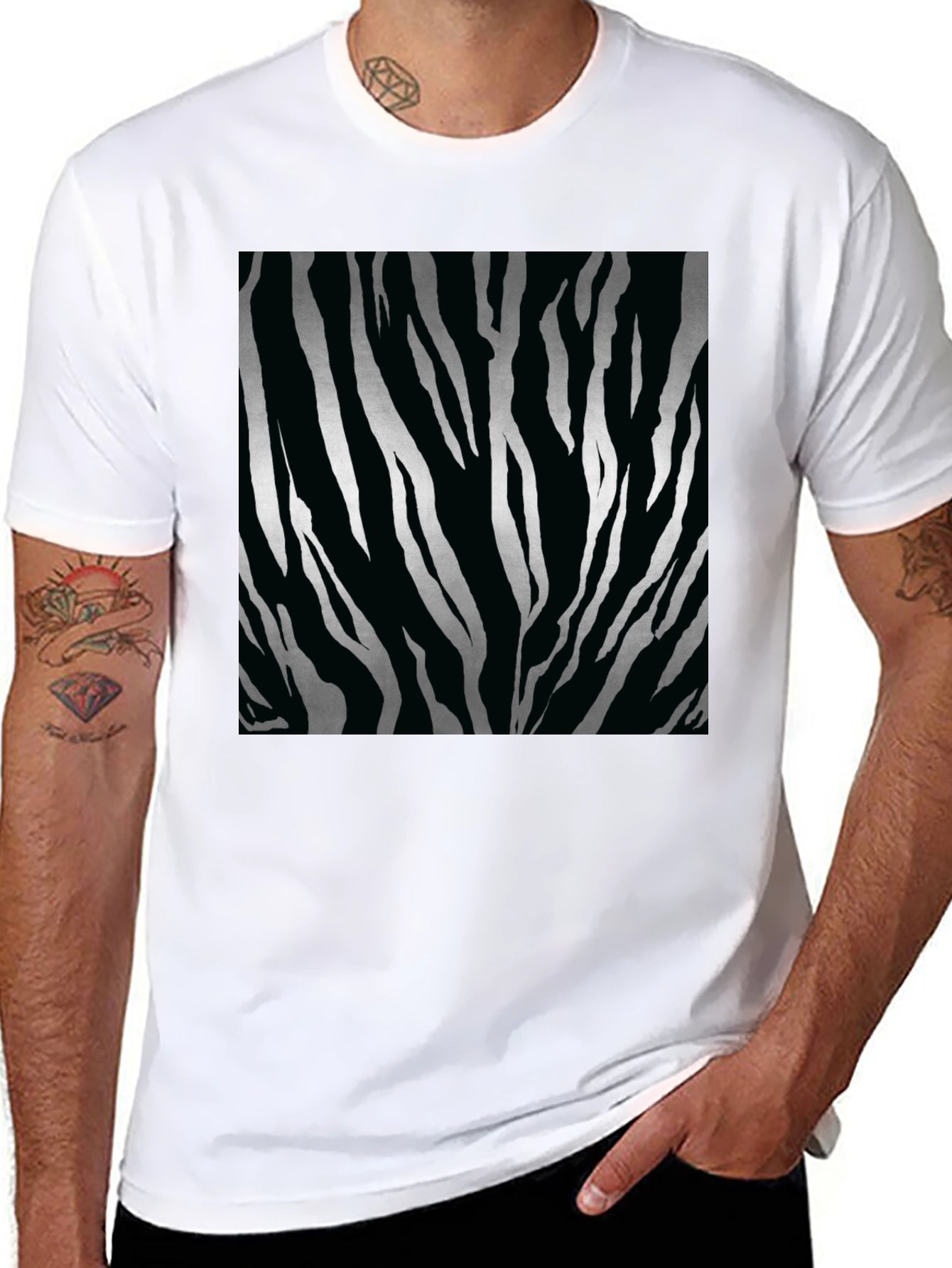 Zebra Stripe Tee - Black Fashion Top