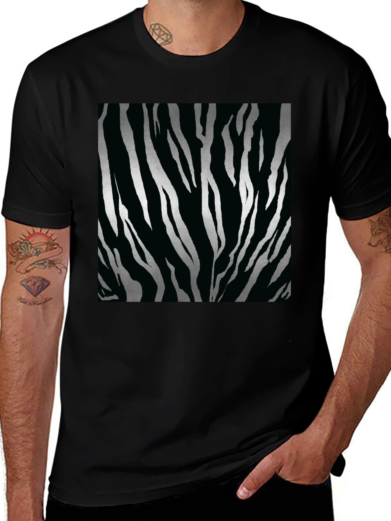 Zebra Stripe Tee - Black Fashion Top