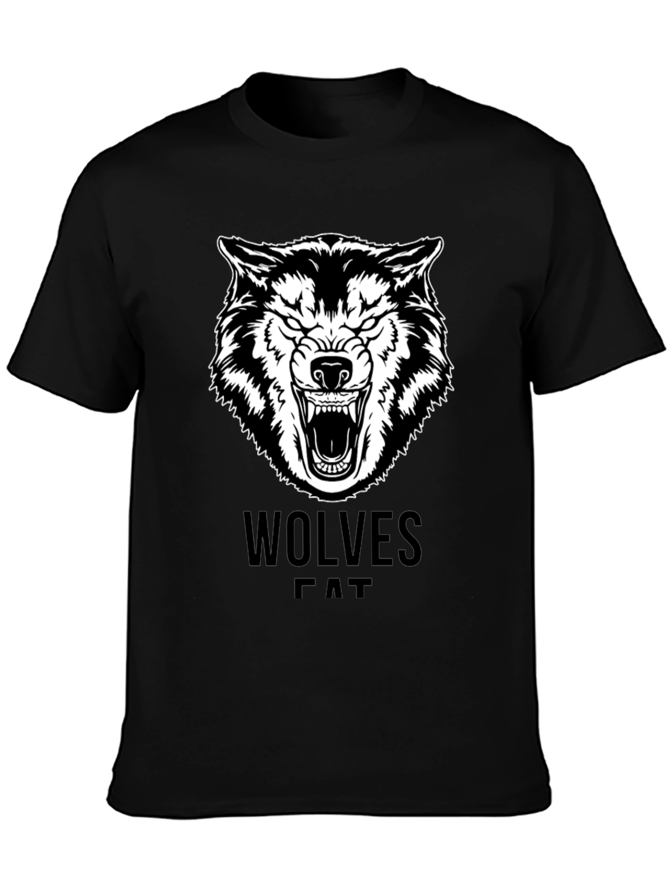 Wolves Graphic Print Black T-Shirt