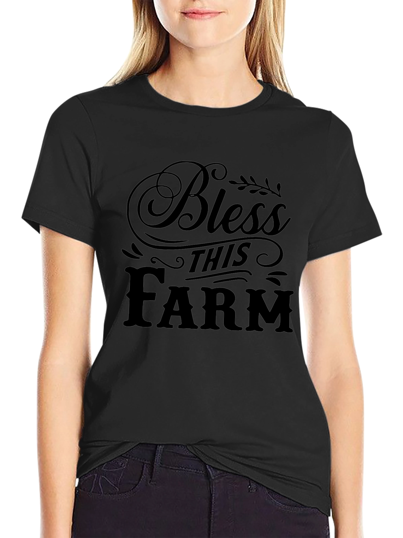 Bless This Farm Graphic T-Shirt - Black