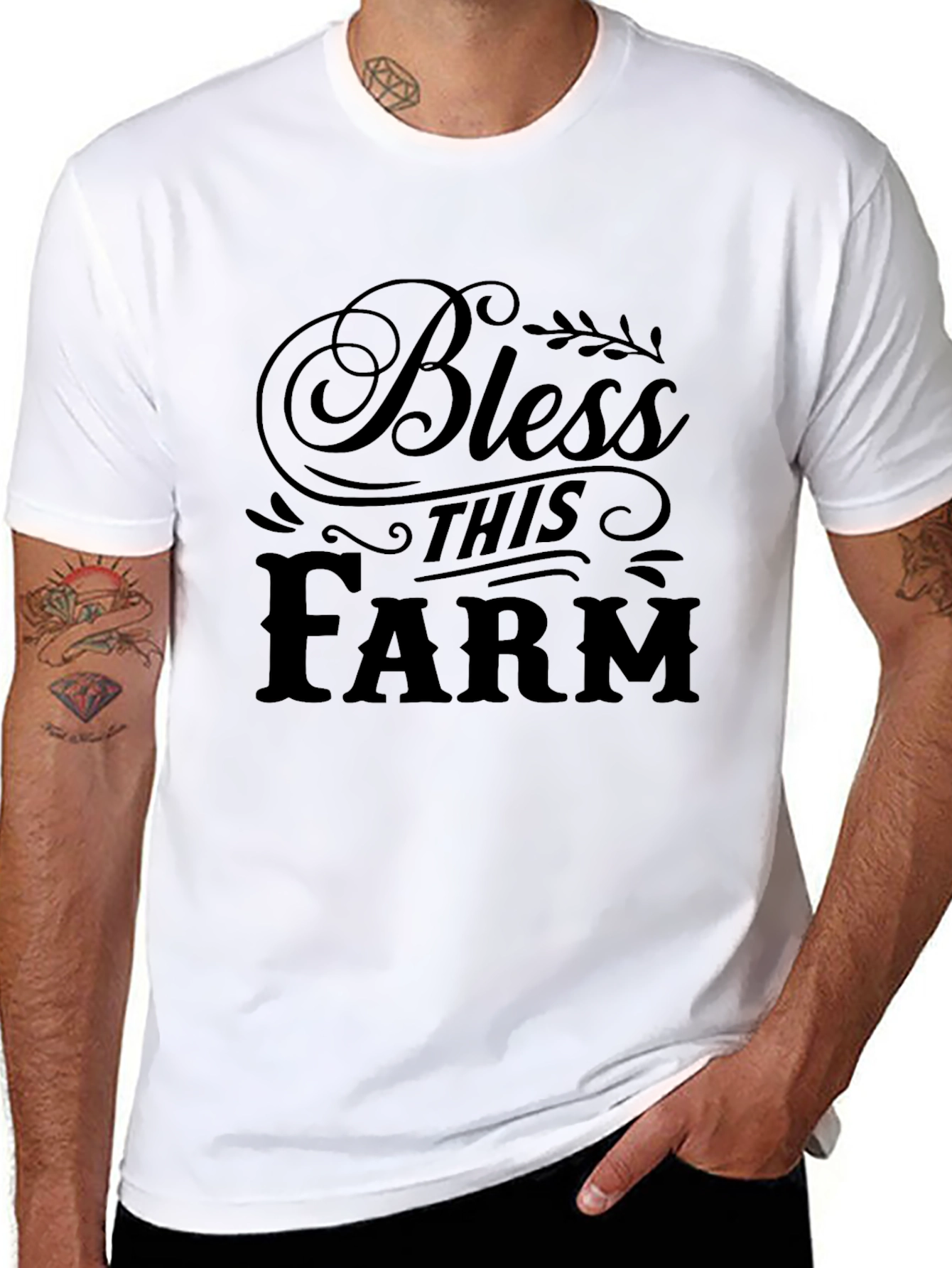 Bless This Farm Graphic T-Shirt - Black