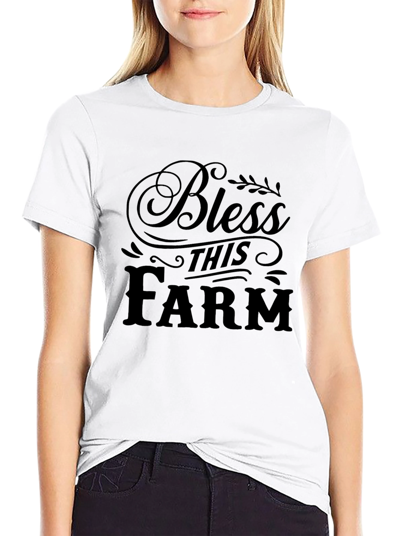 Bless This Farm Graphic T-Shirt - Black