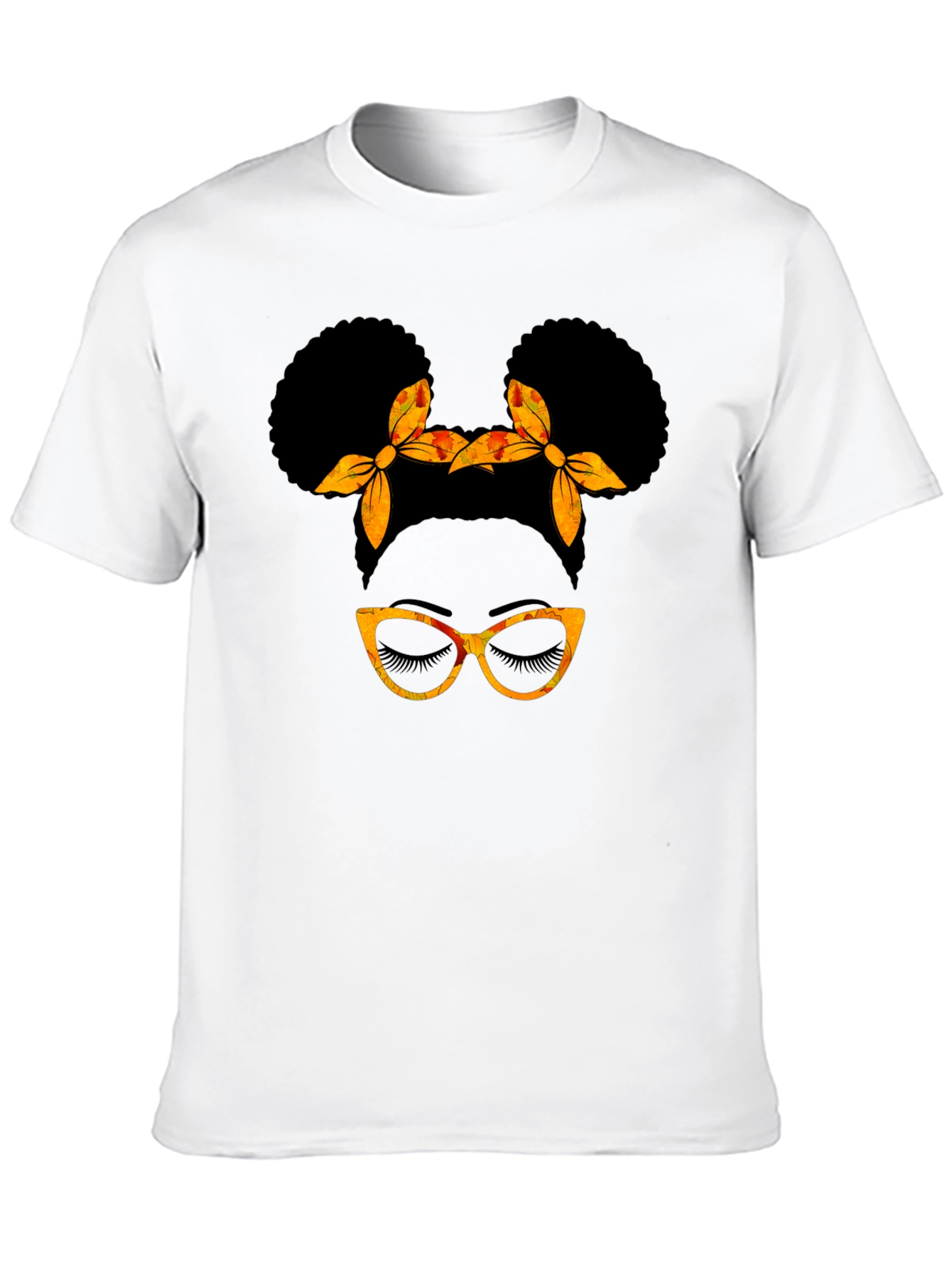 Black Afro Puff Glasses T-Shirt