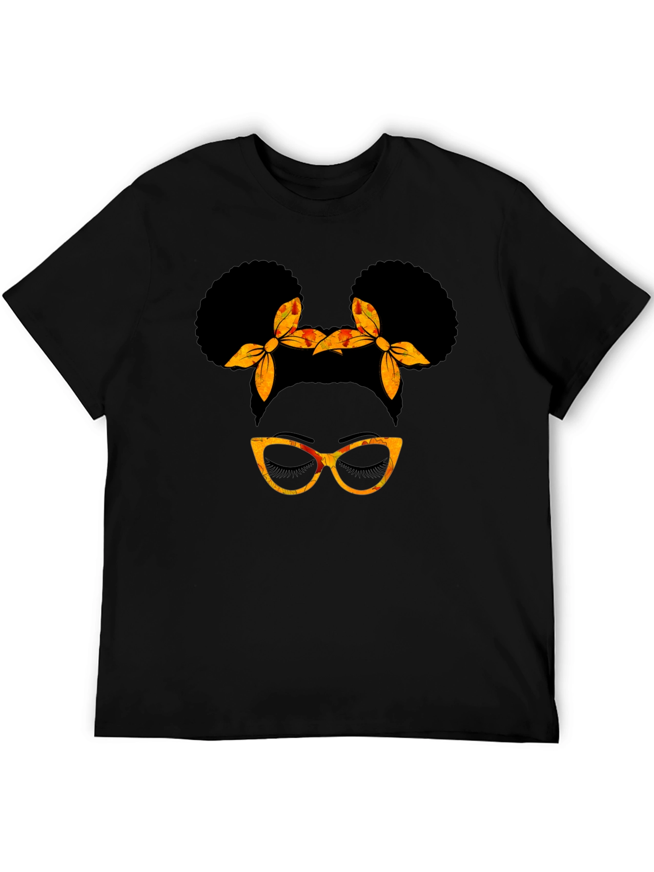 Black Afro Puff Glasses T-Shirt