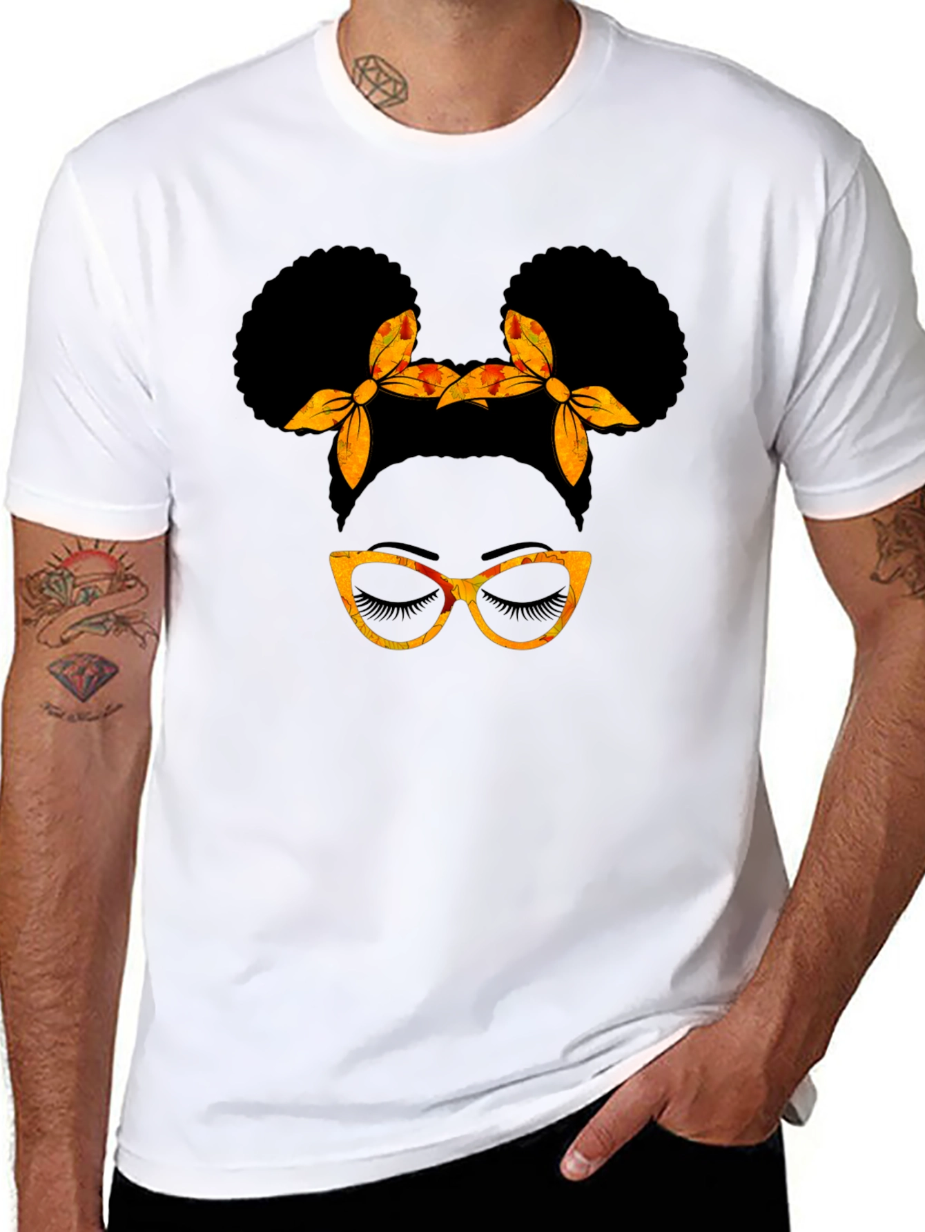 Black Afro Puff Glasses T-Shirt