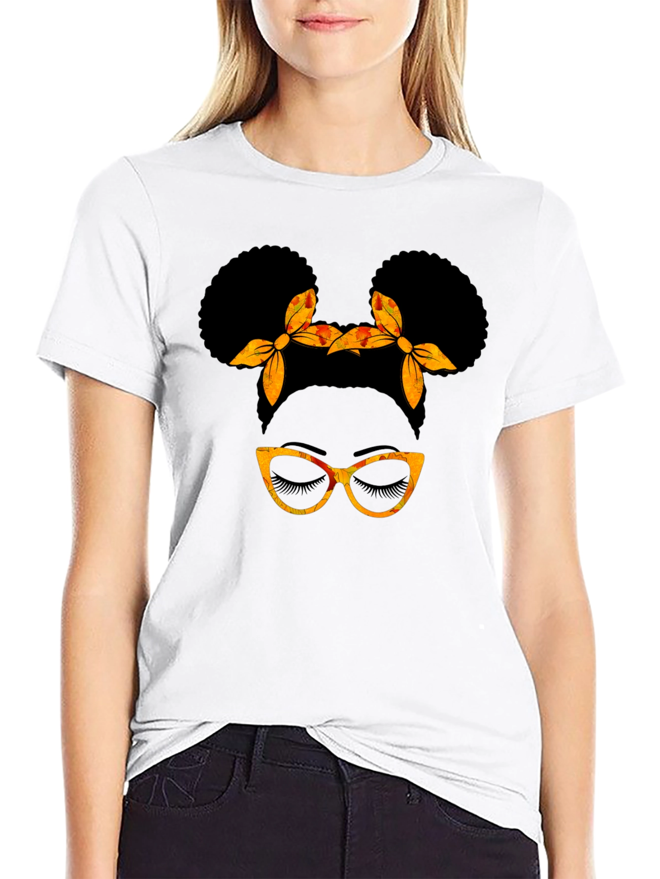 Black Afro Puff Glasses T-Shirt