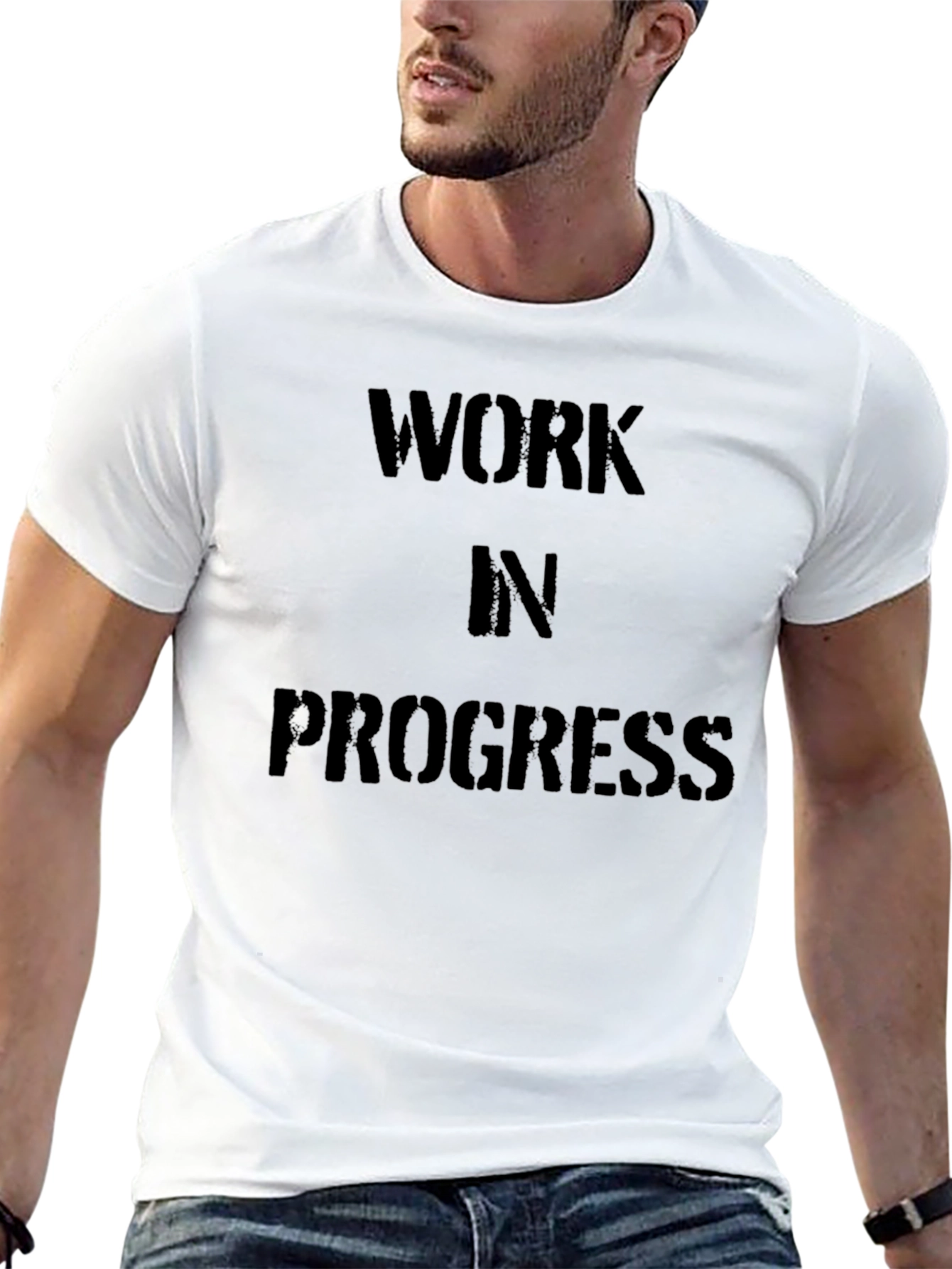 Work In Progress Black Cotton Graphic T-Shirt
