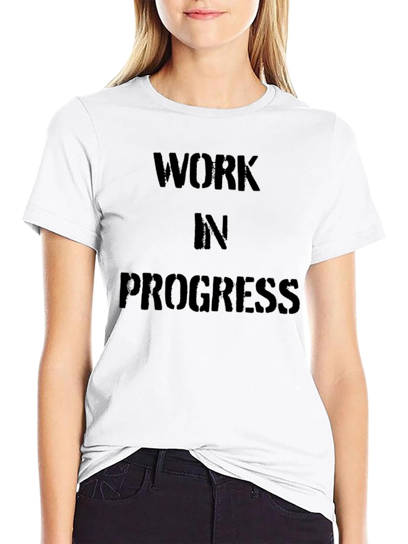 Work In Progress Black Cotton Graphic T-Shirt