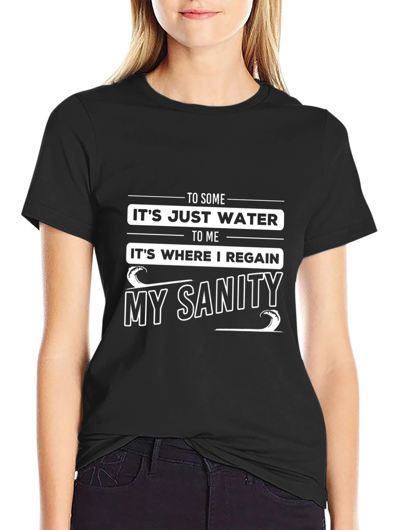 Water Sanity Black Graphic T-Shirt