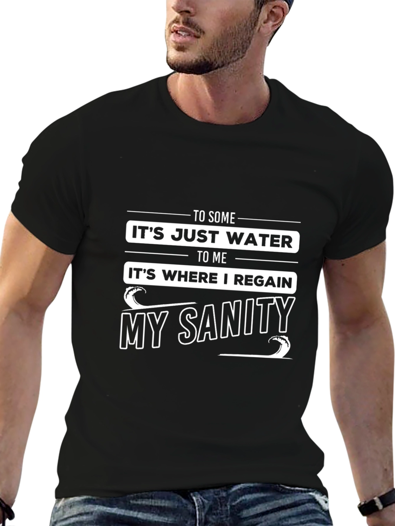 Water Sanity Black Graphic T-Shirt