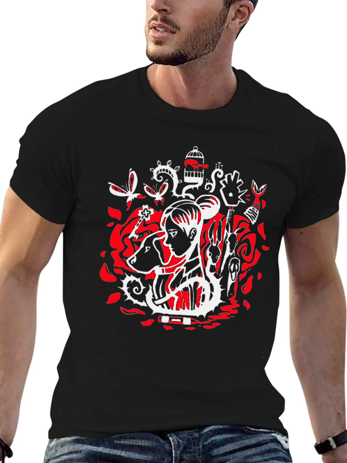 Artistic Graphic Tee - Black Unisex T-Shirt