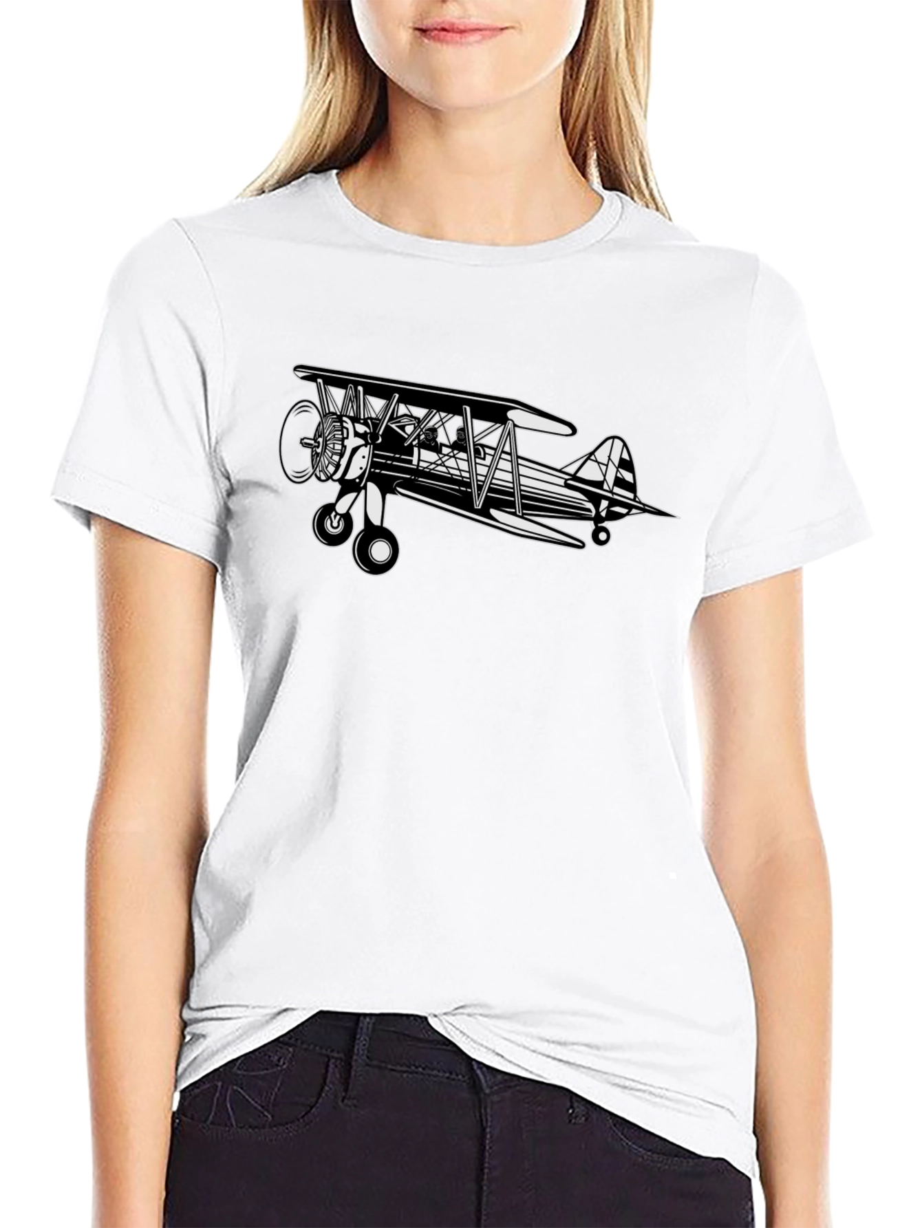 Biplane Graphic Tee - Classic Aviation Style