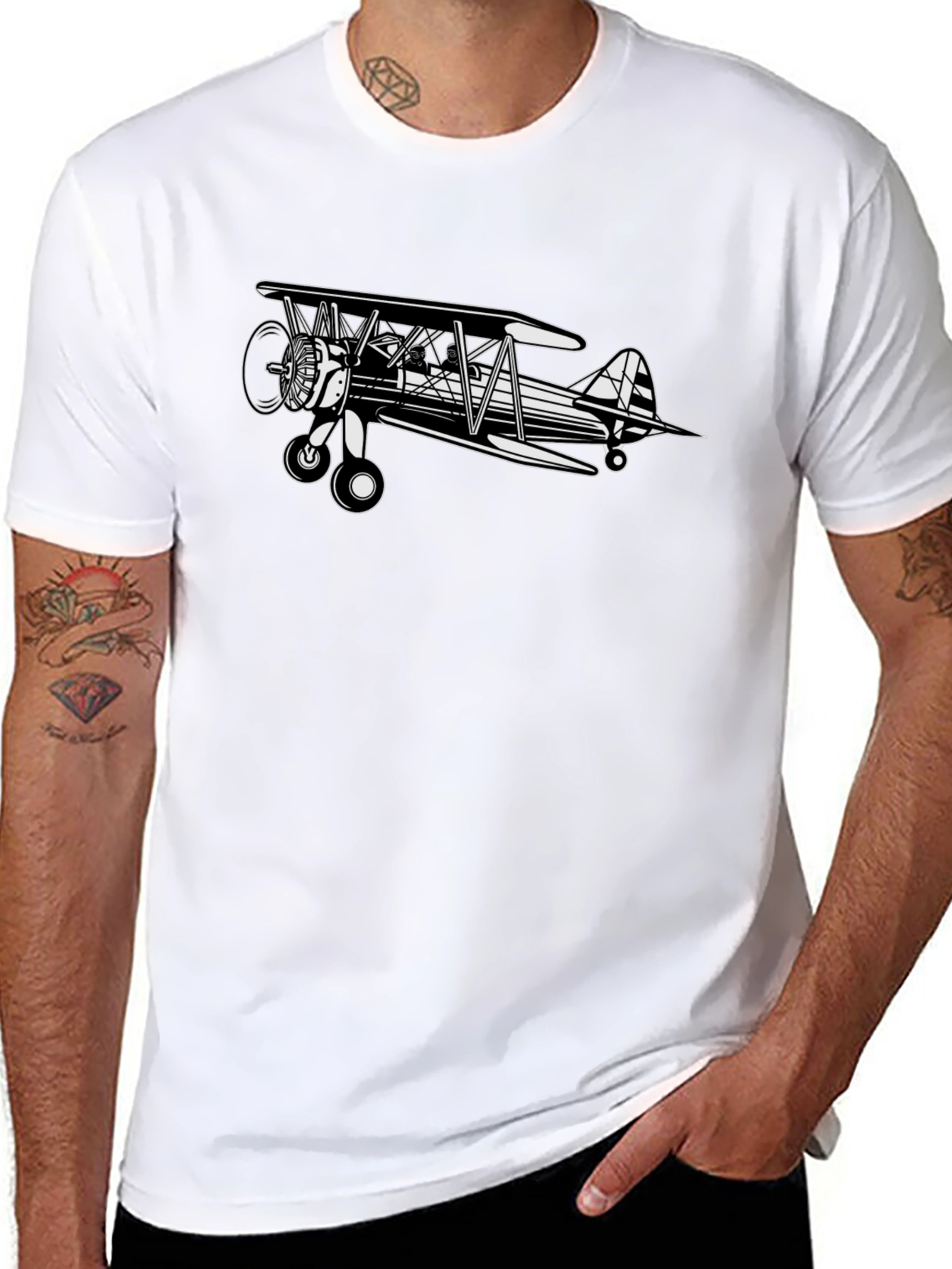 Biplane Graphic Tee - Classic Aviation Style