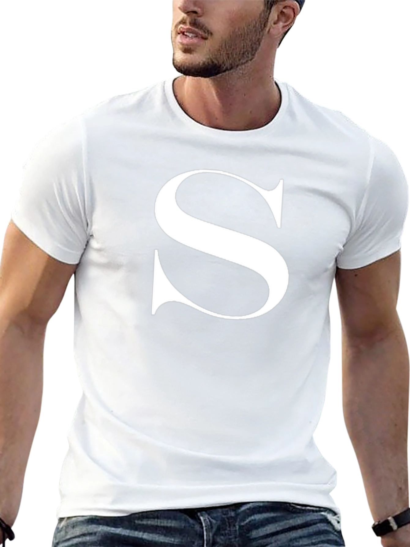 Bold Initial S Black T-Shirt